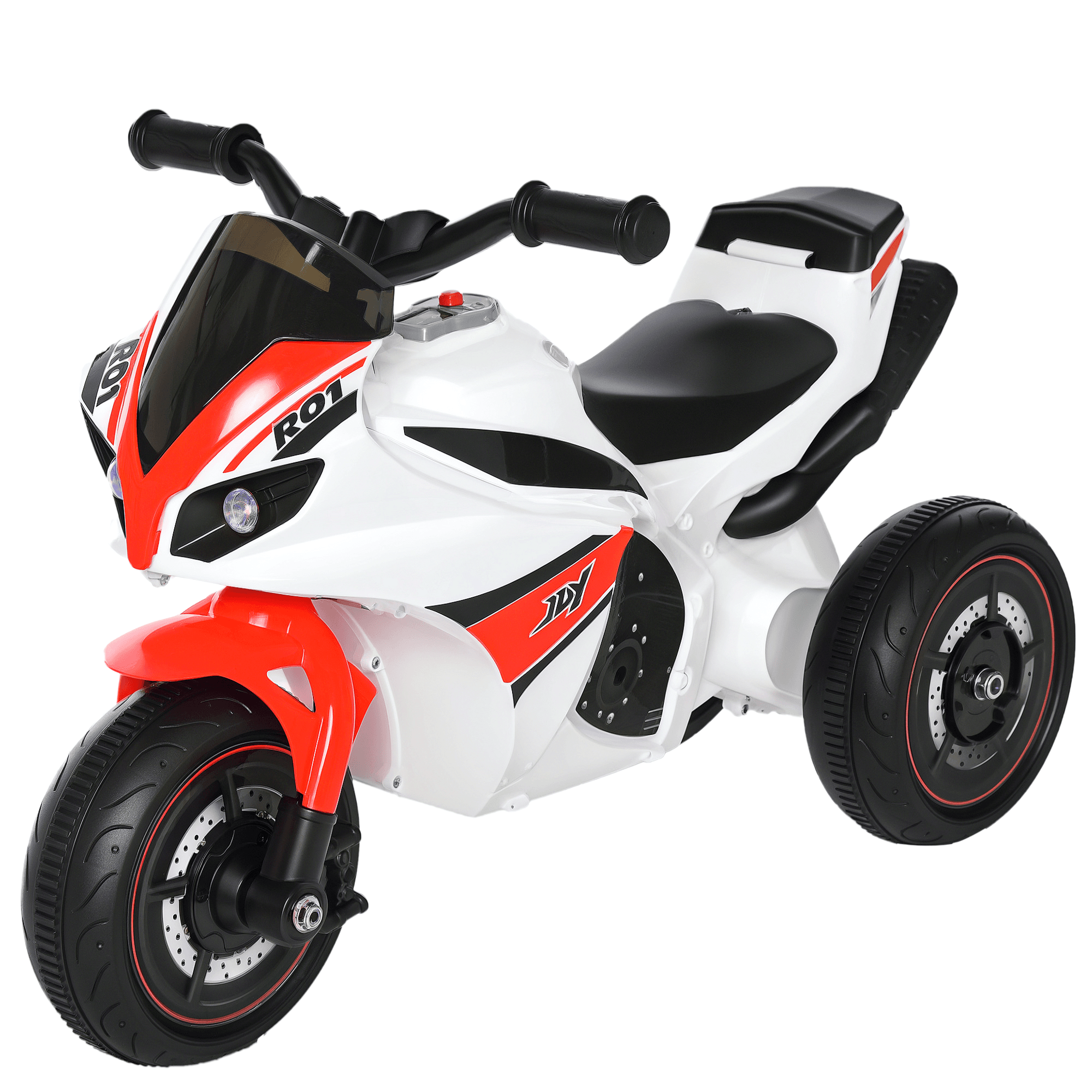 HOMCOM Porteur pour Enfant Moto Draisienne Police 18-36 Mois Lumineux et Sonores Blanc