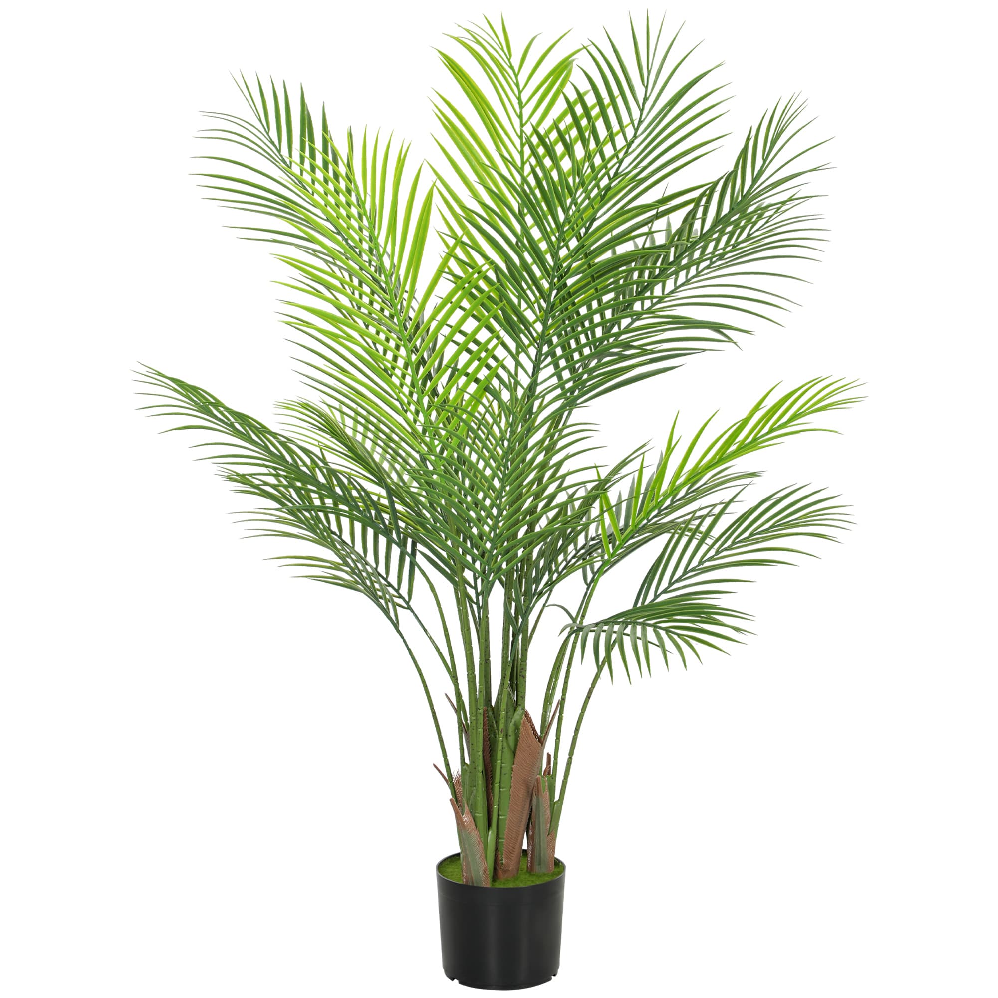 HOMCOM Plante artificielle intérieure 120 cm, palmier arbre artificiel avec pot en plastique et flocage, vert