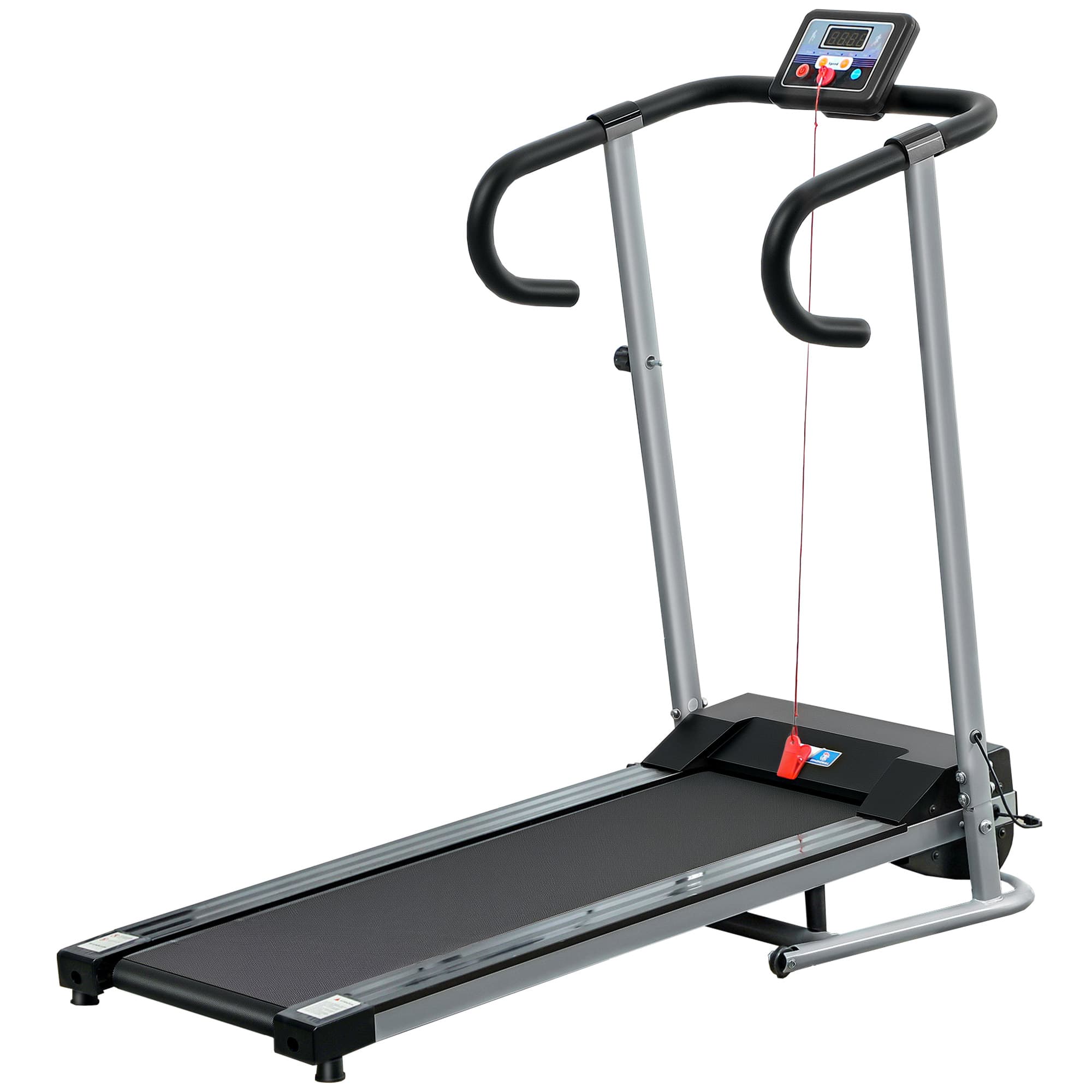 HOMCOM Tapis de course Fitness électrique pliable - 1 à 10 Km/h - écran LCD multifonctions - puissance 500 W - gris foncé noir