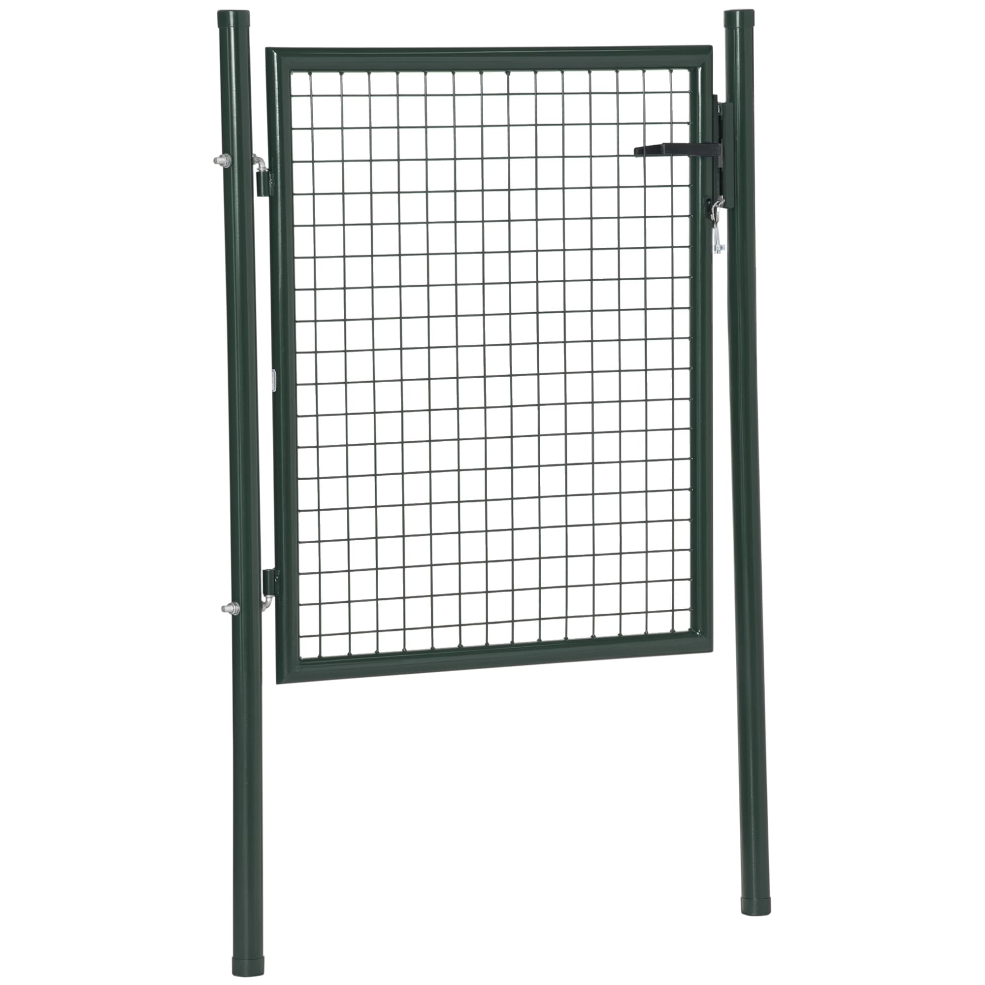 HOMCOM Portail en maille de jardin portillon de jardin porte de jardin portillon de patio porte de terrasse extérieur acier dim. 97L x 150H cm vert