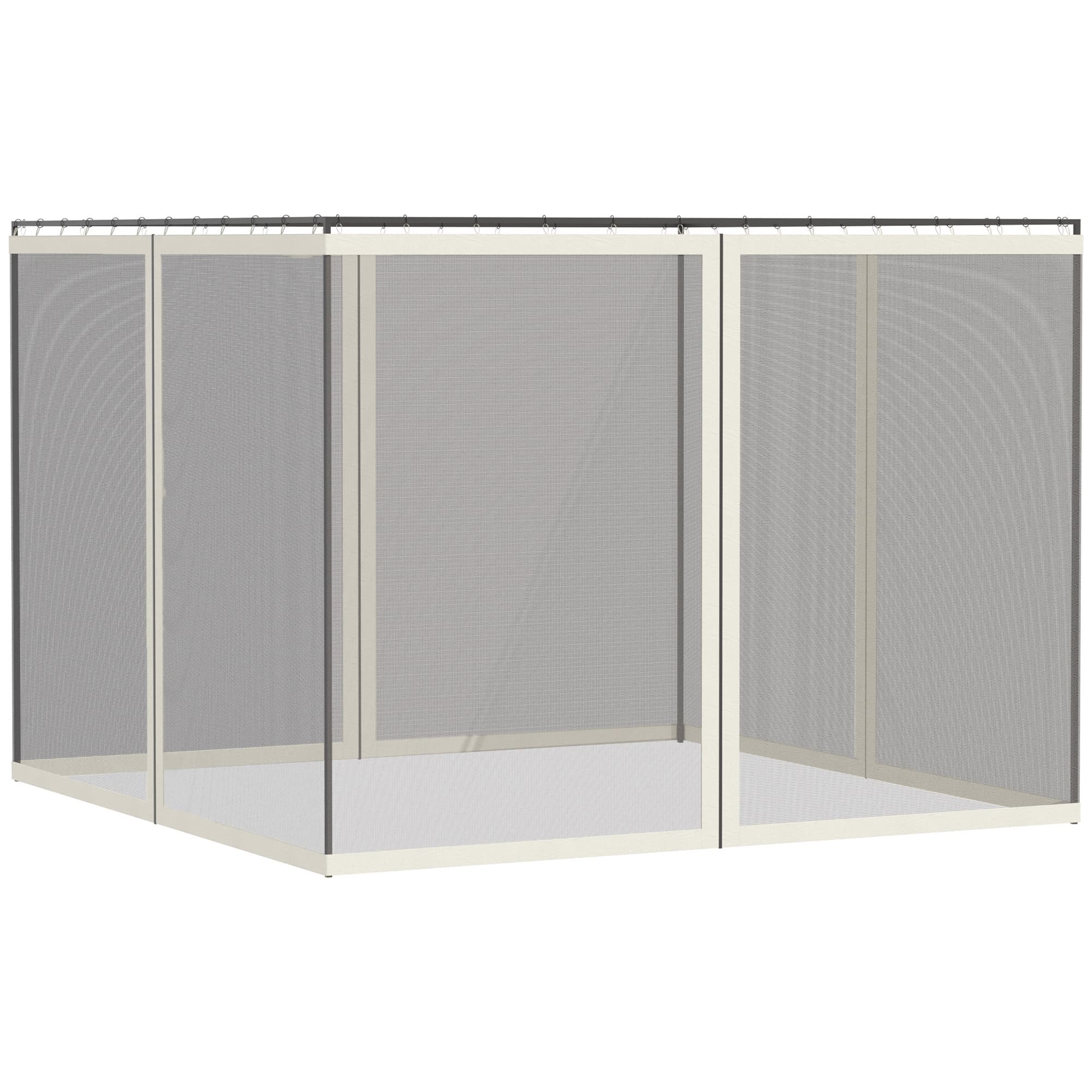 Outsunny Moustiquaires pour tonnelle barnum pavillon de jardin 3 x 4 m - lot de 4 moustiquaires zippées + crochets d'attaches
