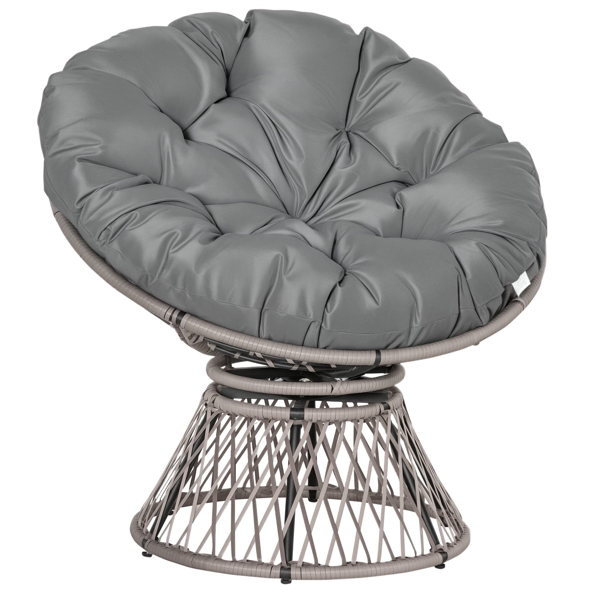 Outsunny Fauteuil Rond en Rotin Fauteuil Papasan Pivotant 87 x 97 x 90 cm Noir