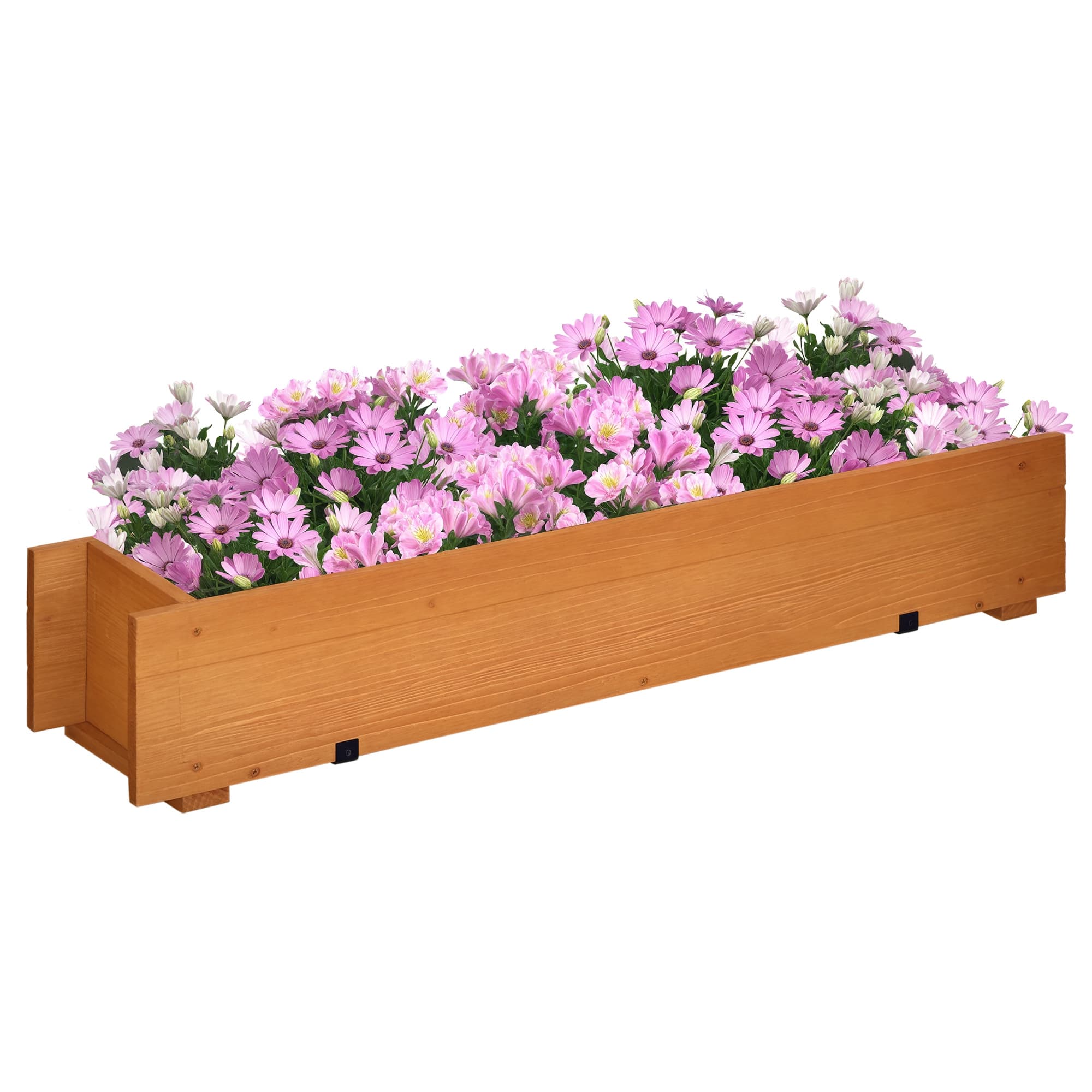 Outsunny Jardinière rectangulaire en bois carré potager jardinière à suspendre avec 2 crochets 91 x 18 x 16,5 cm marron