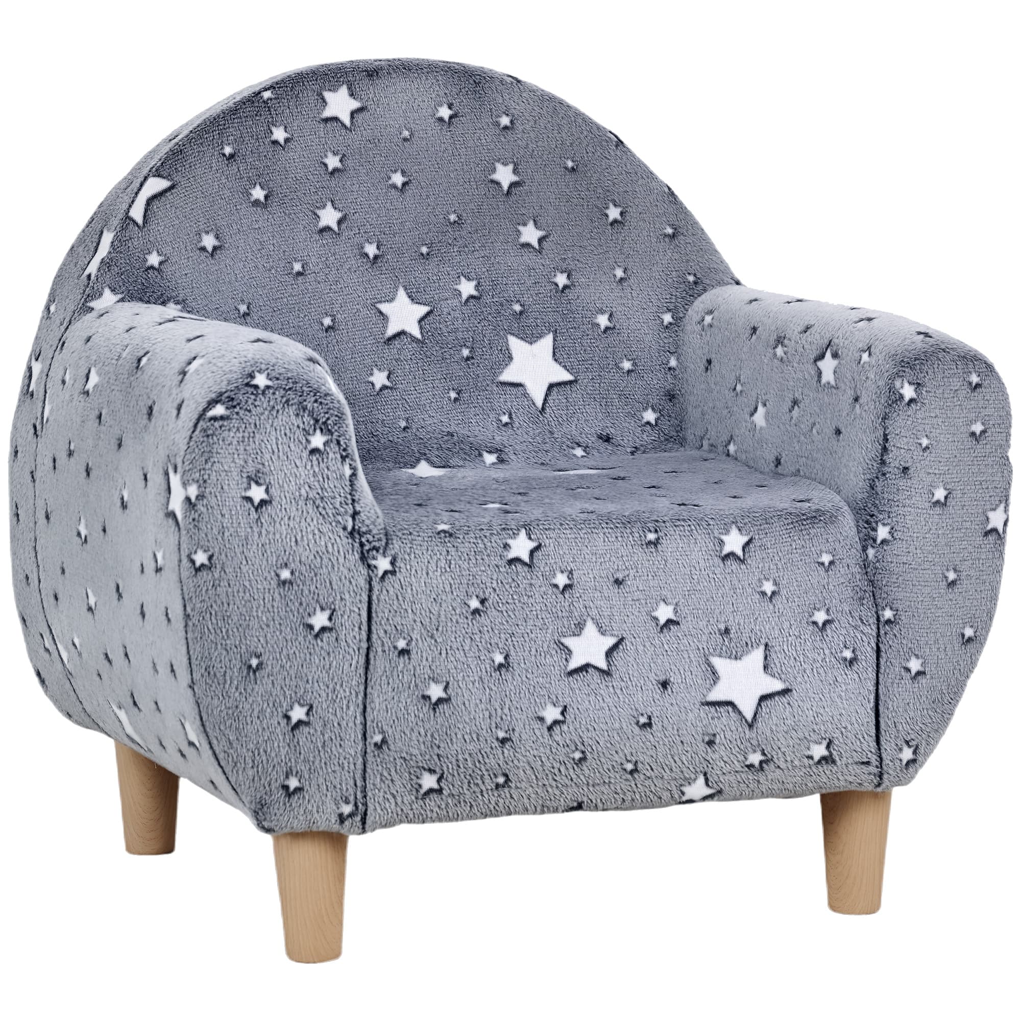 AIYAPLAY Fauteuil enfants canapé pour enfants hosphorescent avec motif étoilé, tissu velours, pour garçons et filles, gris