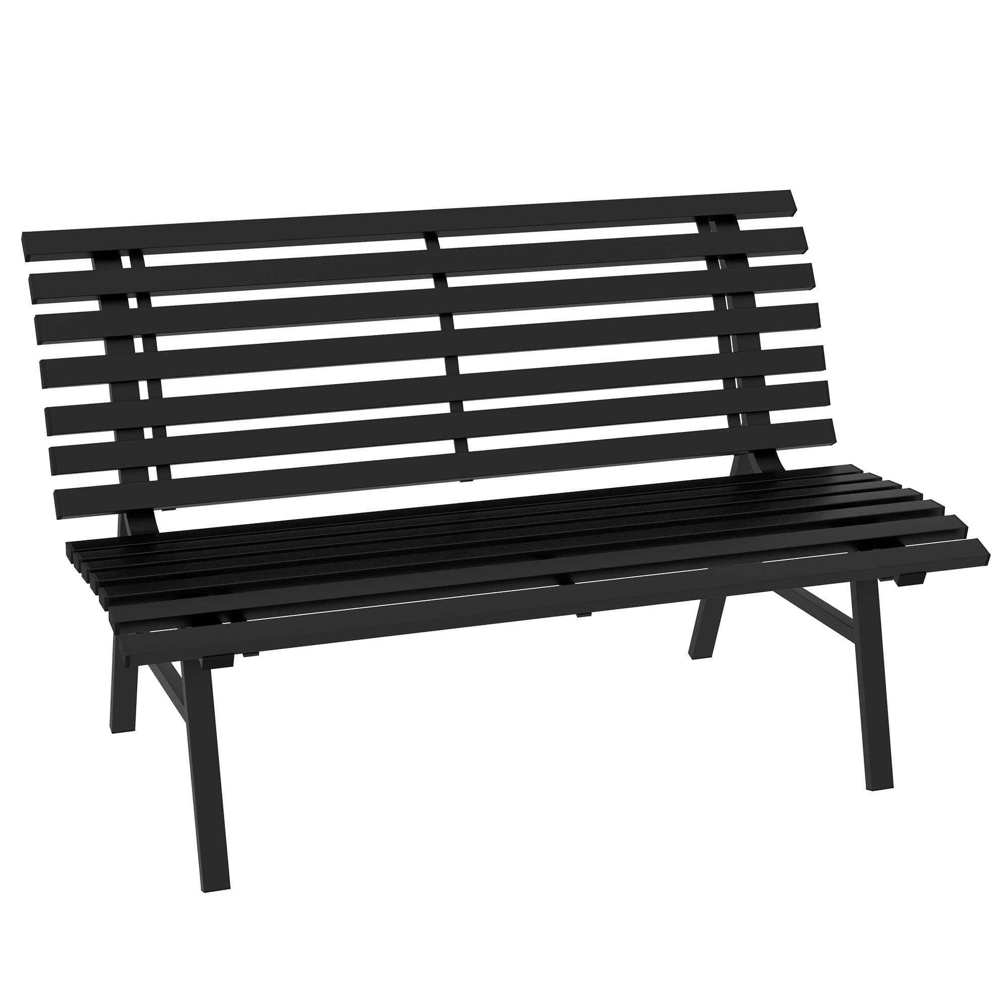 Outsunny Banc de jardin extérieur 2 Places Assise Dossier à Lattes, en aluminium, dim. 123L x 67l x 79H cm, noir