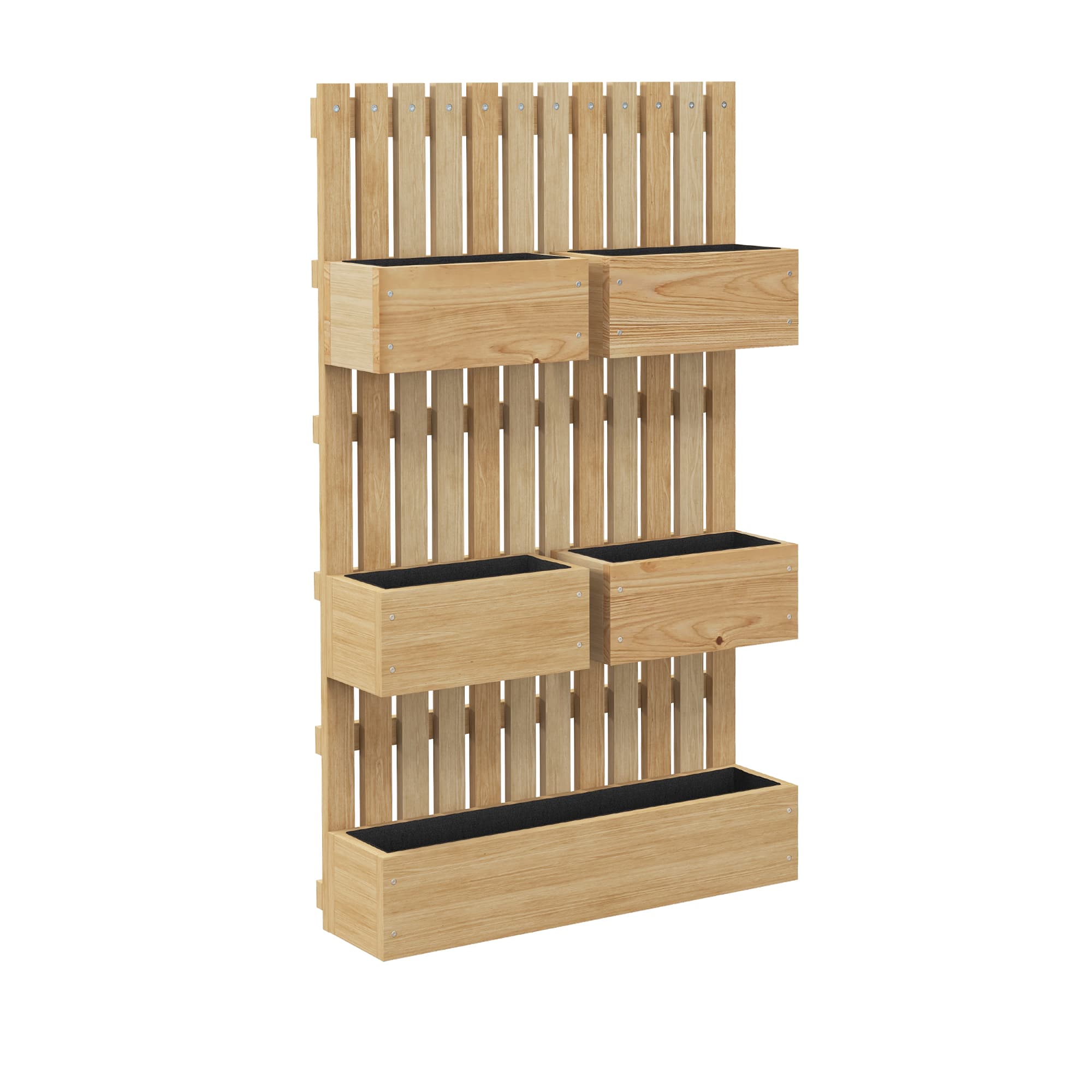 Outsunny Jardinière murale potager avec 5 bacs treillis en bois massif amovibles 60 x 16 x 100 cm