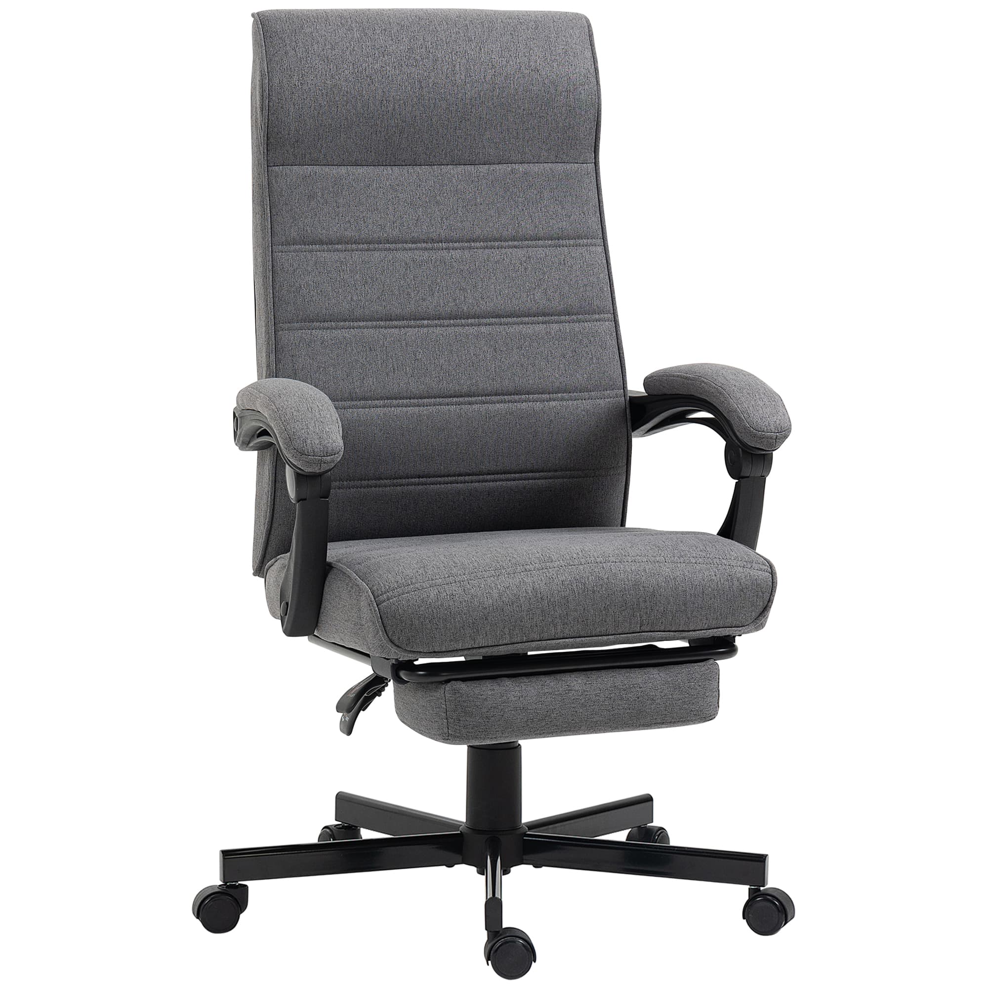 Vinsetto Fauteuil Inclinable Tissu Lin Accoudoirs Ajustables Confort Supérieur Gris Aosom France
