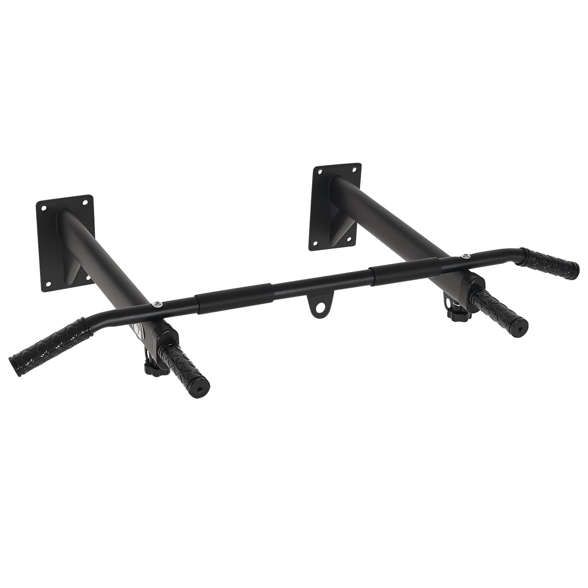 HOMCOM Barre de Traction Barre de Fitness Fixation Murale Support Sac de Frappe ou Sangles TRX Intégré Charge Max. 150 Kg Acier Noir