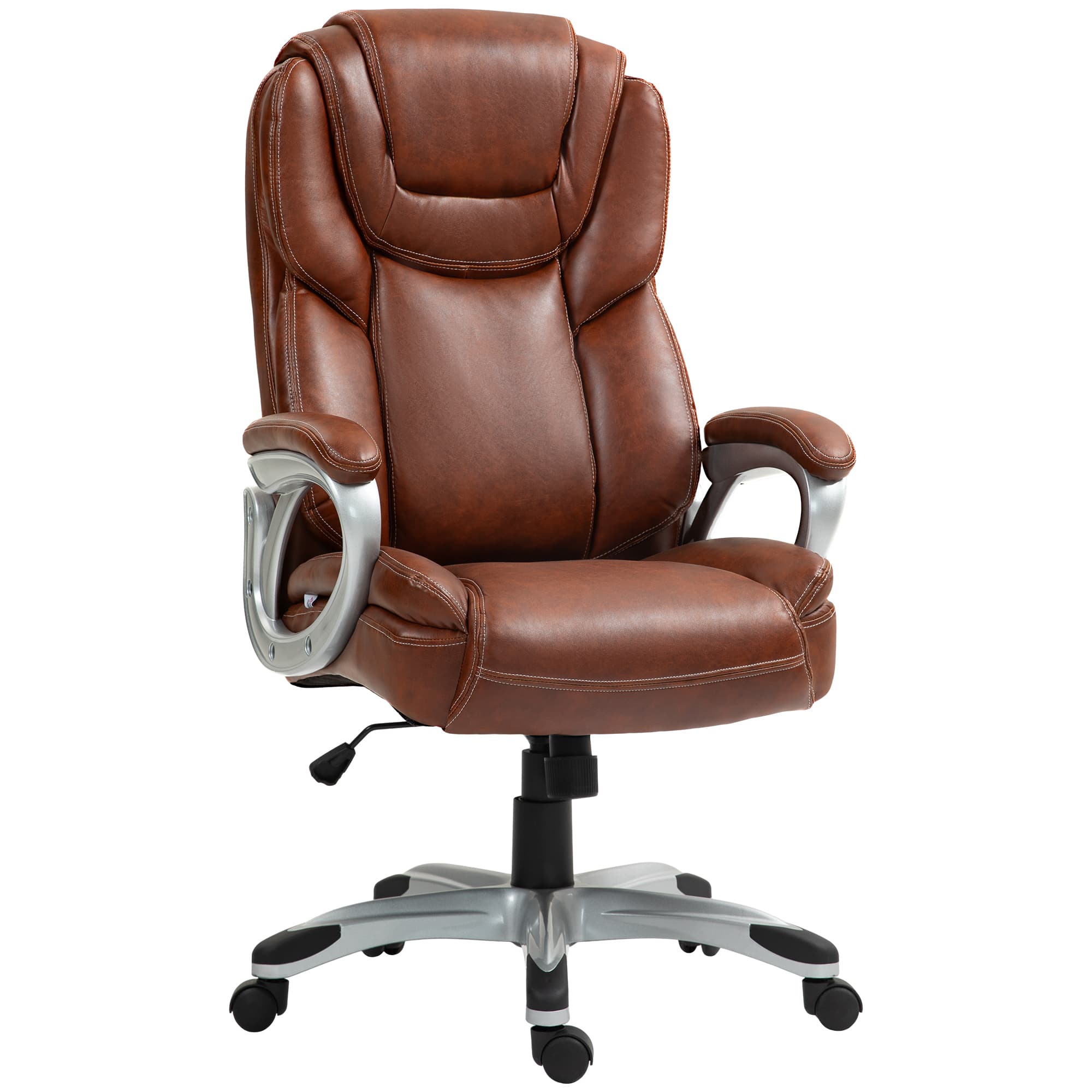 HOMCOM Chaise de bureau fauteuil de bureau avec fonction bascule roulettes pivotantes 360° 66 x 75,5 x 115,5-124,5 cm marron