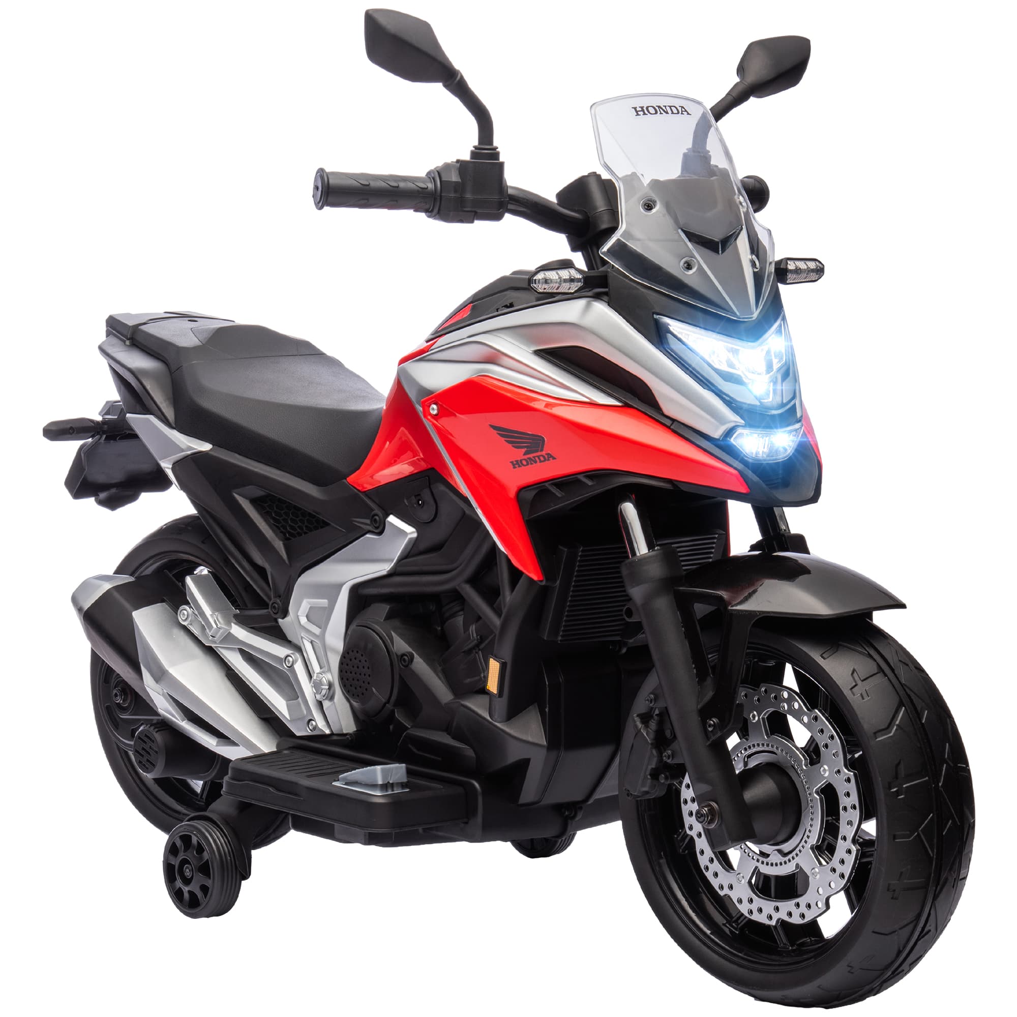 AIYAPLAY Moto électrique pour enfants moto porteur Honda pour enfants 3 à 6 ans avec musique, phares rouge