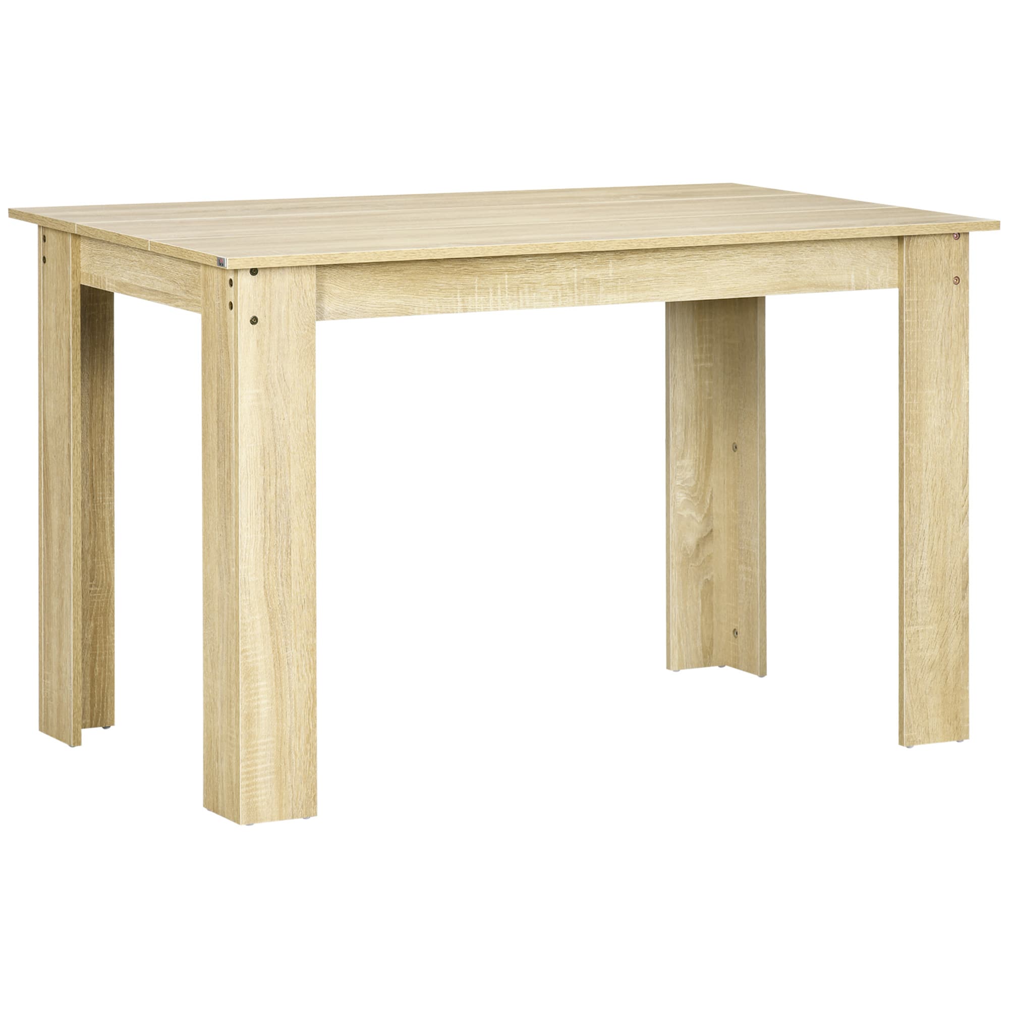 HOMCOM Table à manger table de cuisine design moderne avec grand plateau 4-6 personnes en bois dim. 120L x 69l x 75H cm chêne