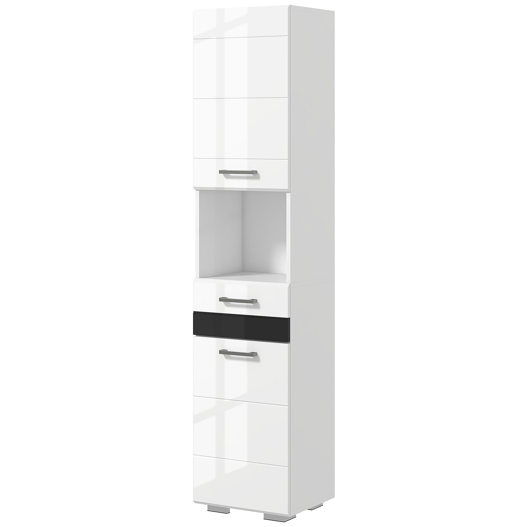 kleankin Colonne Salle de Bain en MDF avec Étagère Ouverte, Tiroir et Armoire Fermée, 37x32.5x170 cm, Blanc
