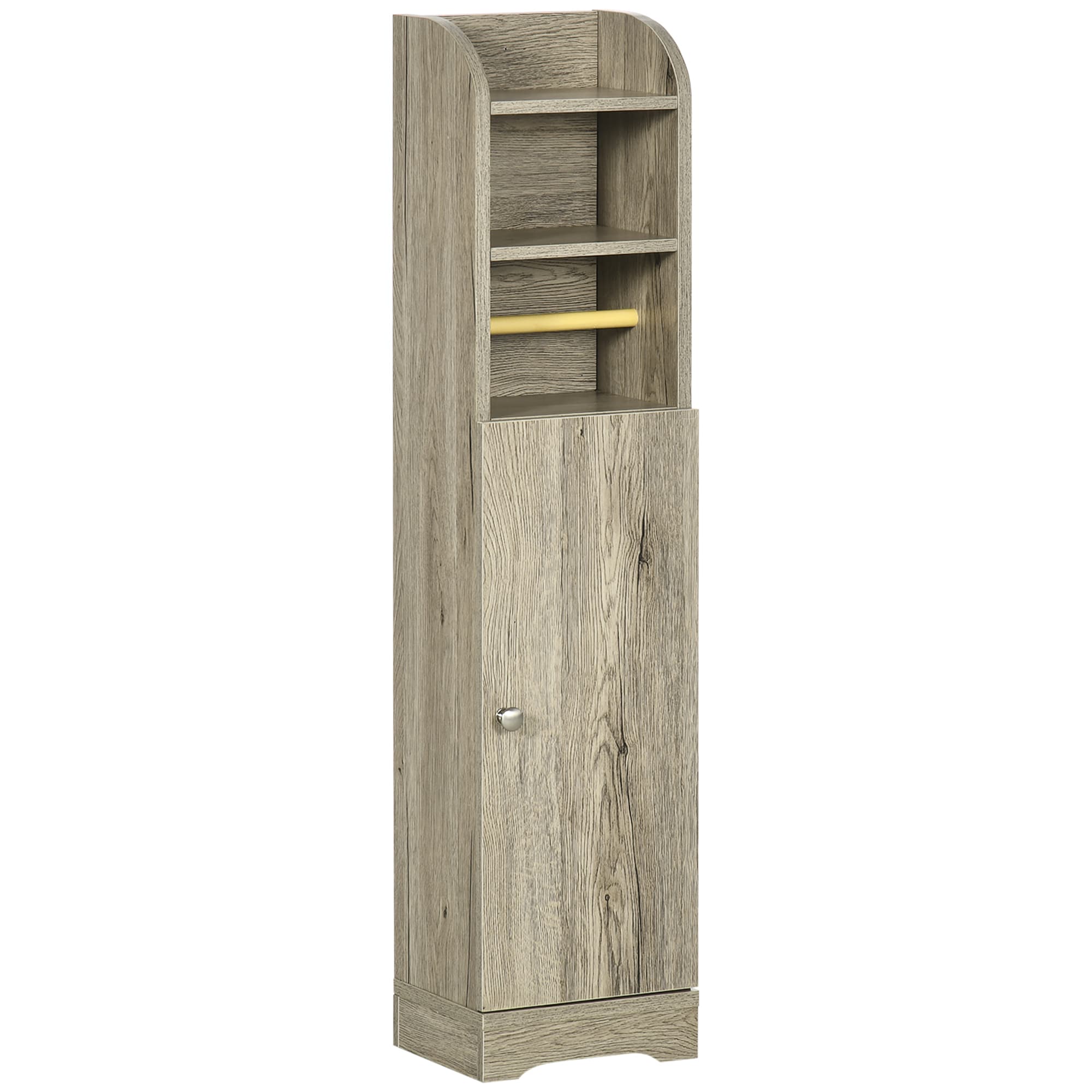 kleankin Meuble bas de salle de bain 1 étagère supérieure ouverte 2 compartiments et 1 placard 23 x 18 x 100 cm gris