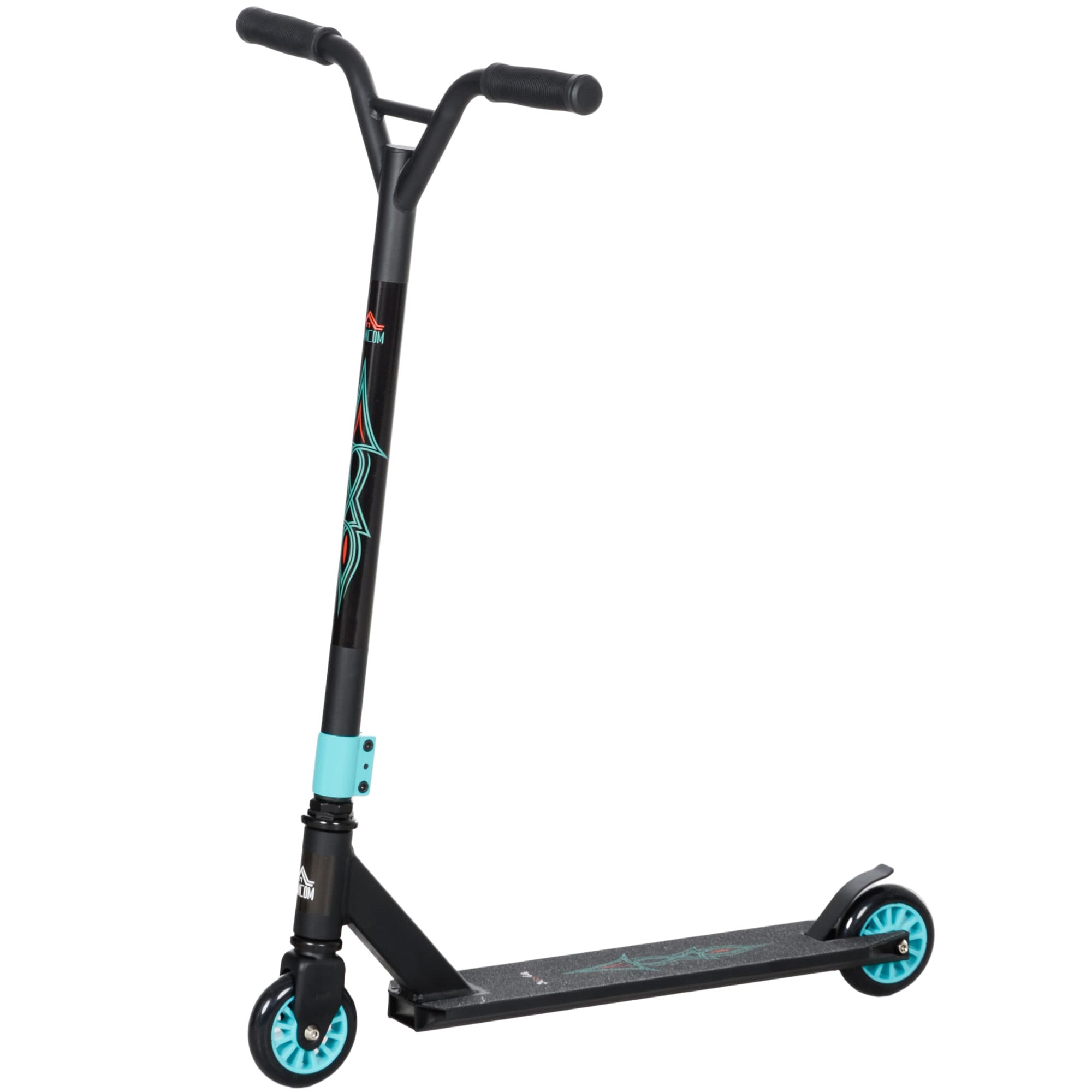 HOMCOM Pro Trottinette de Cascade, Trottinette pour astuces freestyle, Aluminium, Métal, Simili Cuir, pour enfants et adultes, Vert