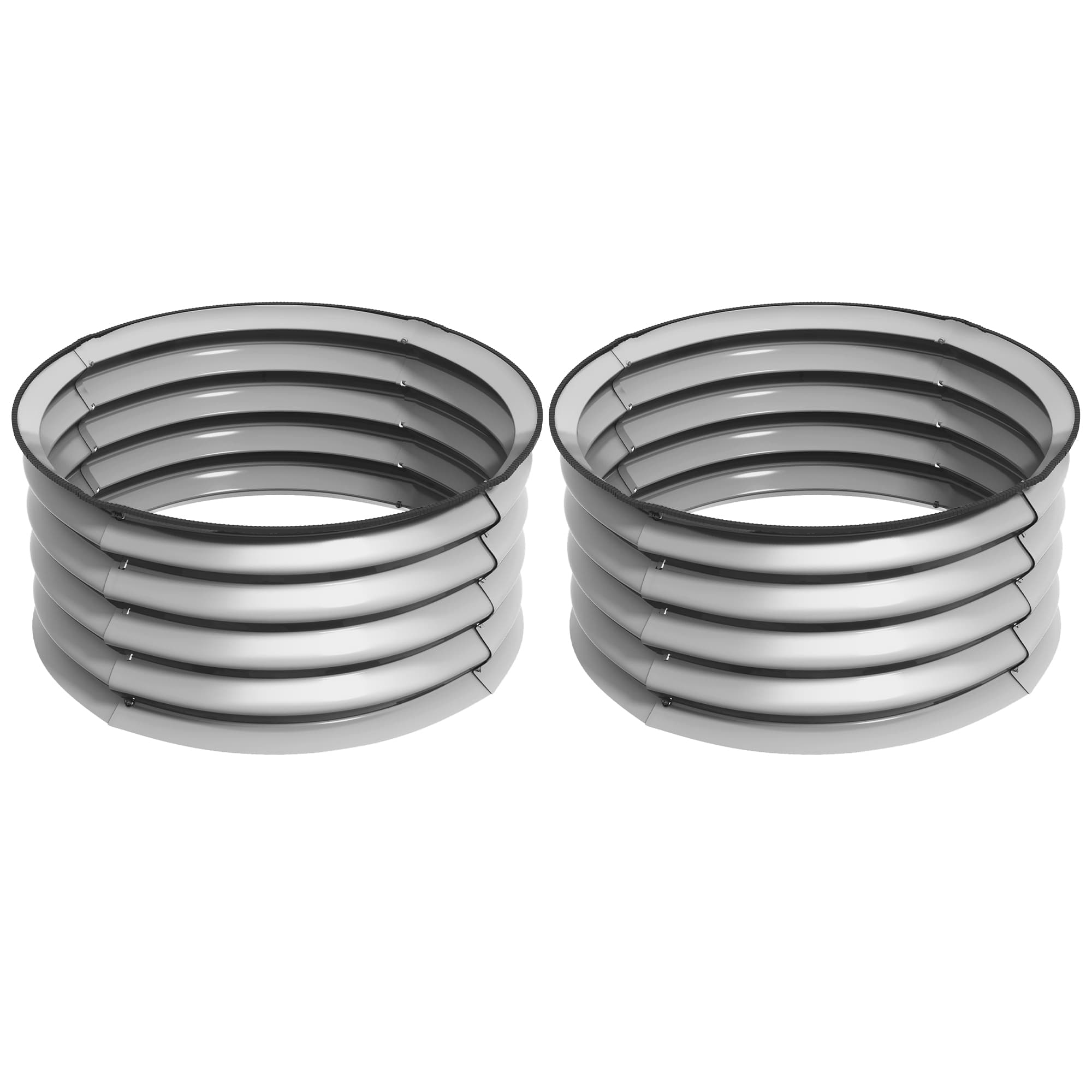 Outsunny Set de 2 Lits surélevés pour Potager en Acier Galvanisé avec Fond Ouvert, Ø60x30cm, Argent