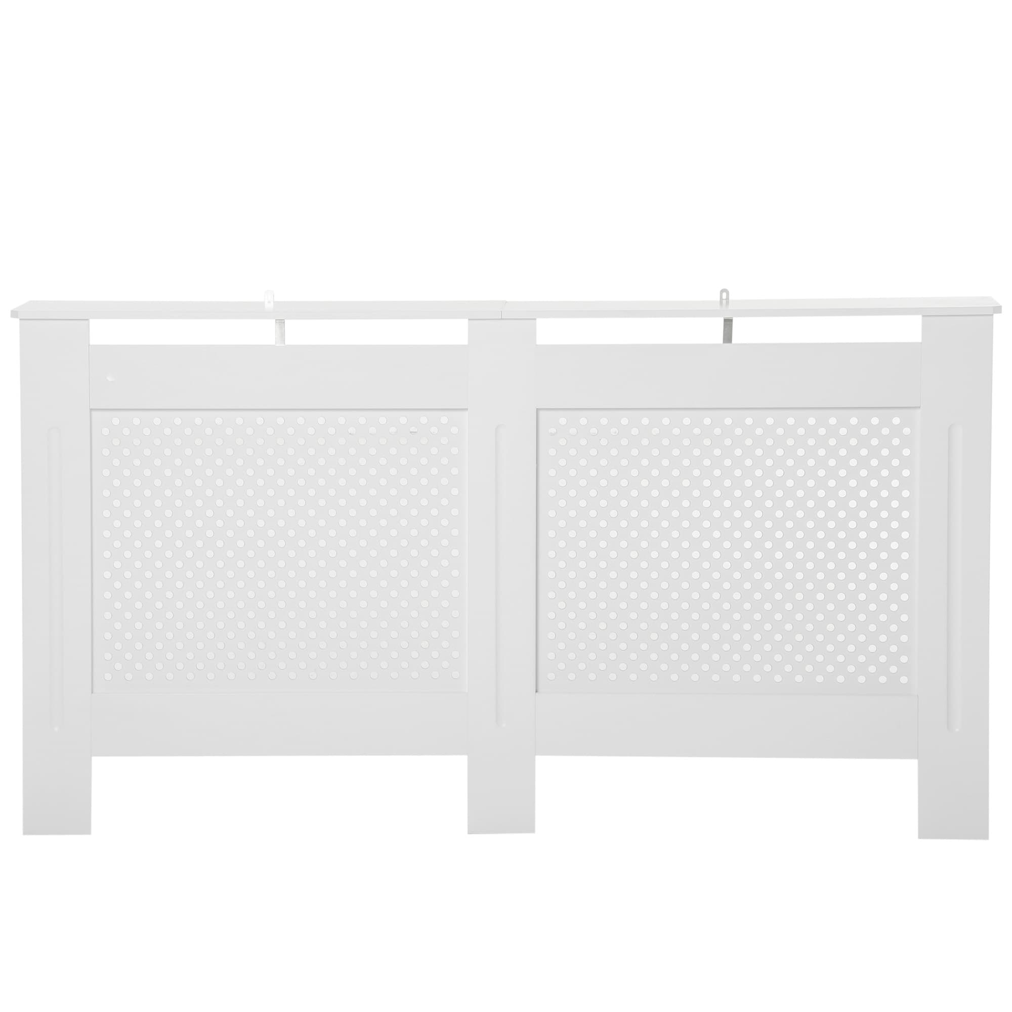 HOMCOM Cache-radiateur en Bois MDF, Couverture de Radiateur Moderne avec Étagère Supérieure Laquée Blanc, 151,5x82x19 cm