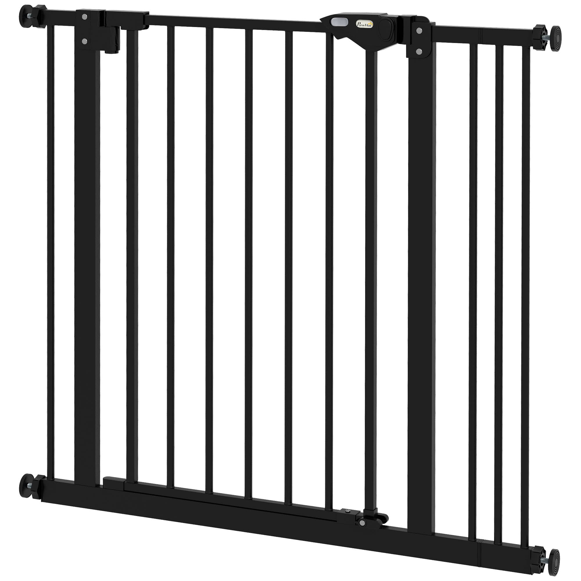 PawHut Barrière de Protection pour Chiens, Barrière de Sécurité, Barrière de Protection pour Animaux de Compagnie, Métal, Plastique, 74-87 cm, Noir