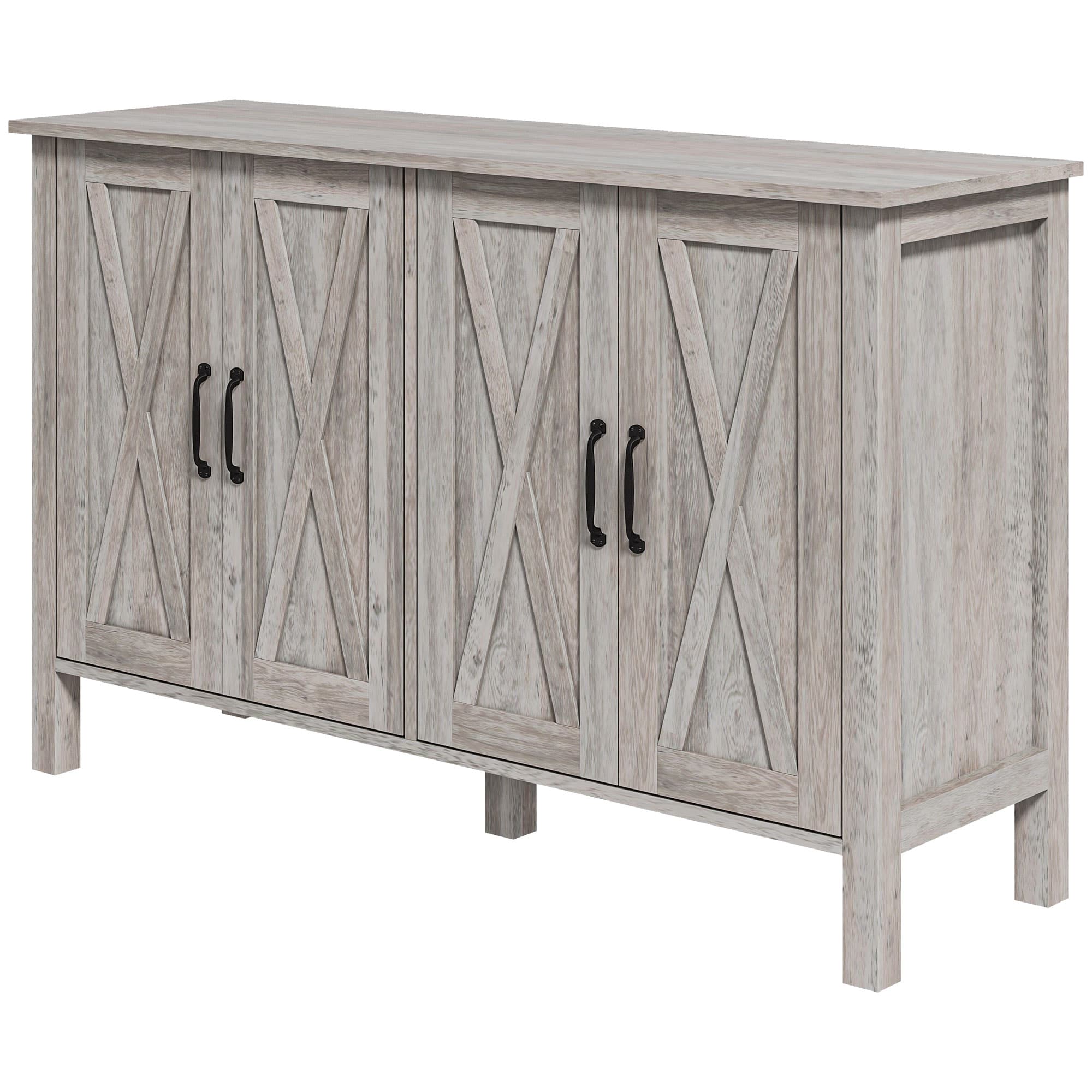 HOMCOM Buffet Polyvalent style Rustique avec 4 Étagères de Rangement Réglables, en Bois, 120x37x75 cm, Gris