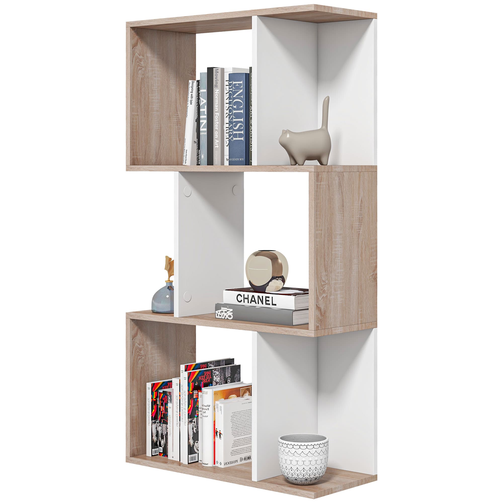 HOMCOM Étagère de Design Bibliothèque Moderne en Bois 3 Étagères 60 × 24 × 111,4cm