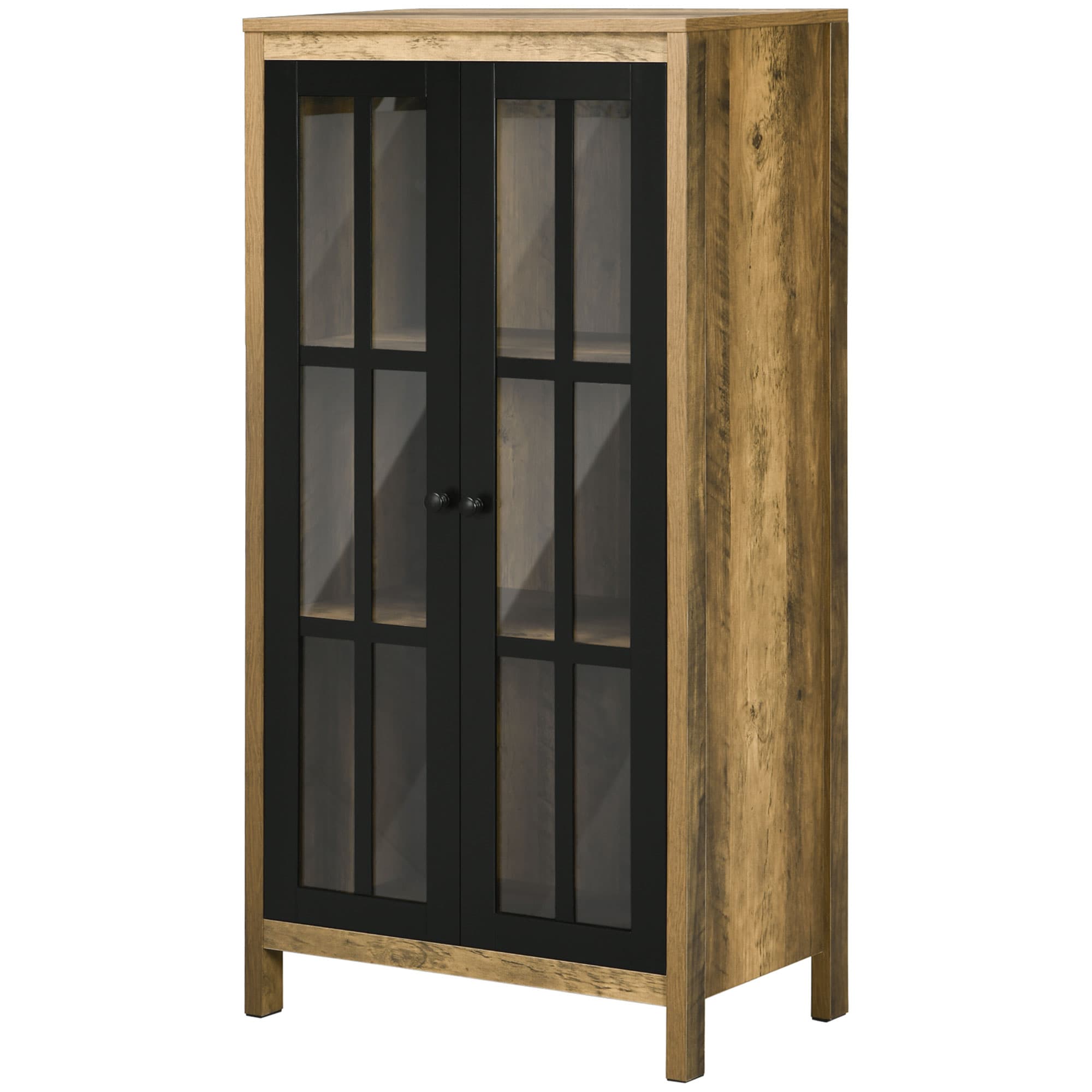 HOMCOM Credenza Moderne à 2 Portes en Verre et Bois, 60x35x120cm, Marron