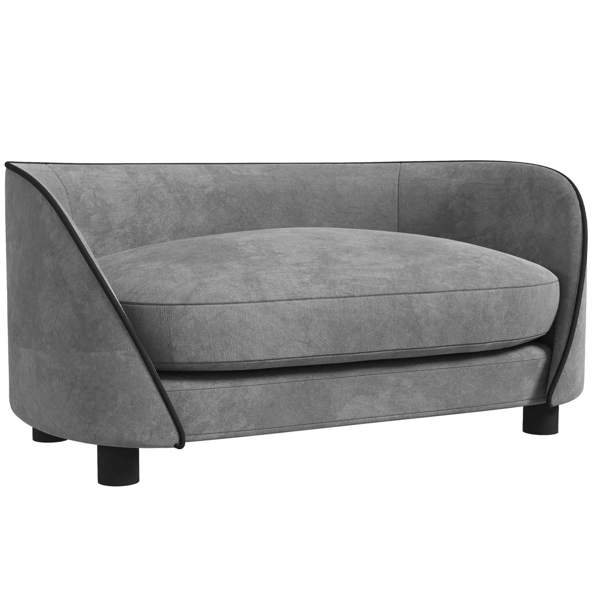 PawHut Canapé pour chien avec coussin doux housse amovible et lavable revêtement en velours néerlandais gris