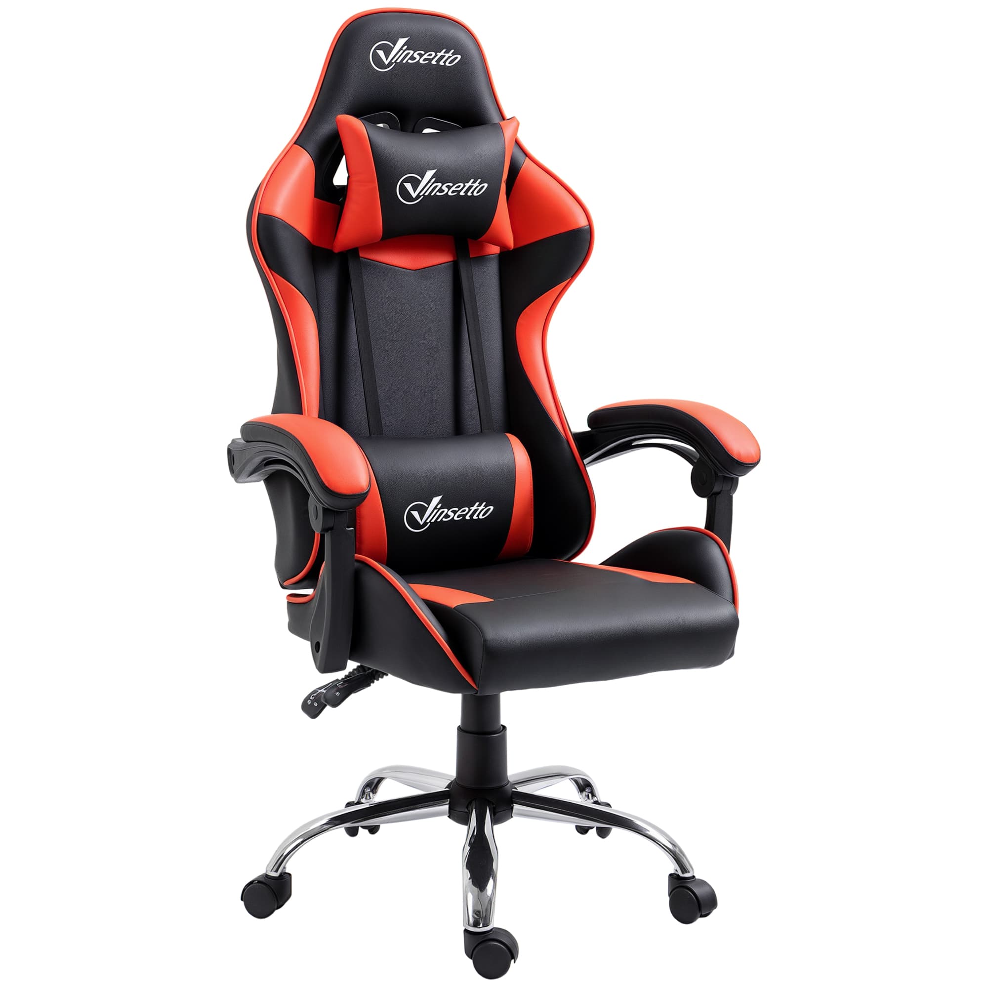 Vinsetto Siège Gaming Rouge et Noir Inclinable Pivotant Confort Supérieur 63x67x119-127cm Aosom France