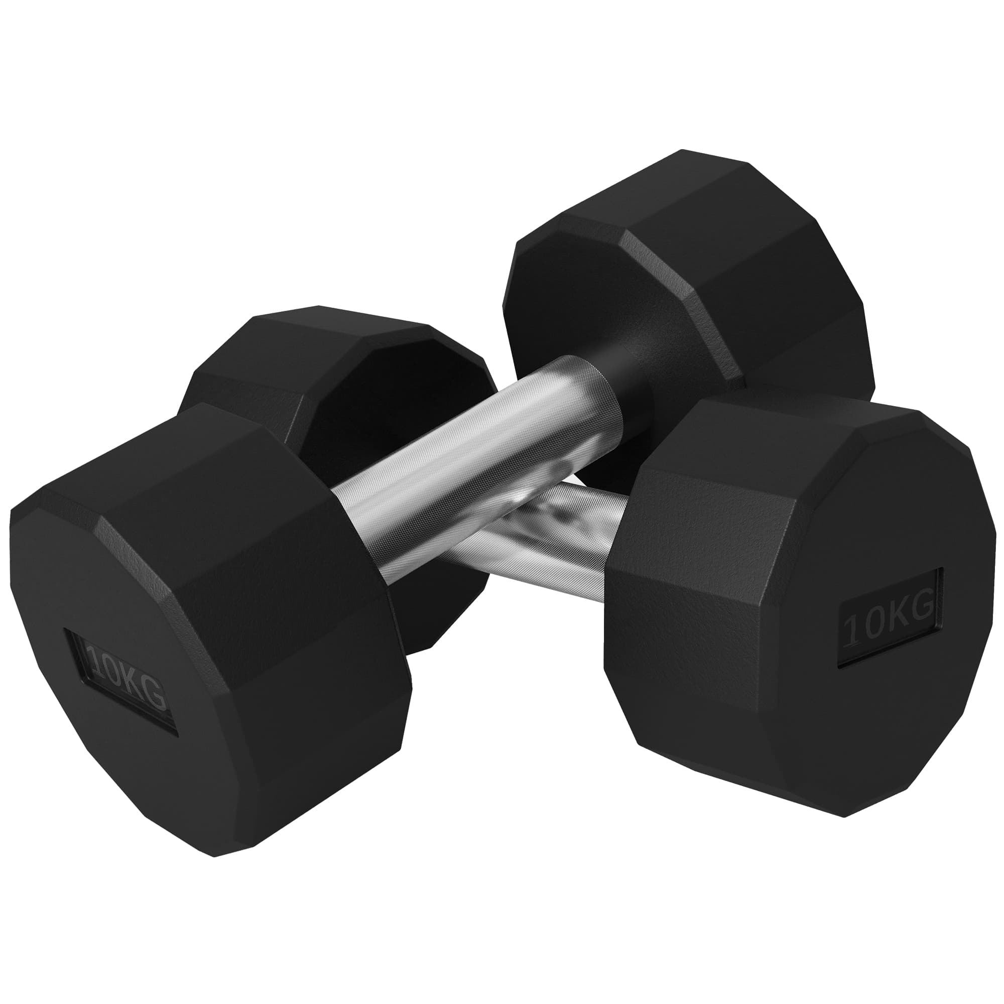 SPORTNOW Lot de 2 haltères poignée antidérapante, fitness, sport à domicile, 2 x 10kg, noir