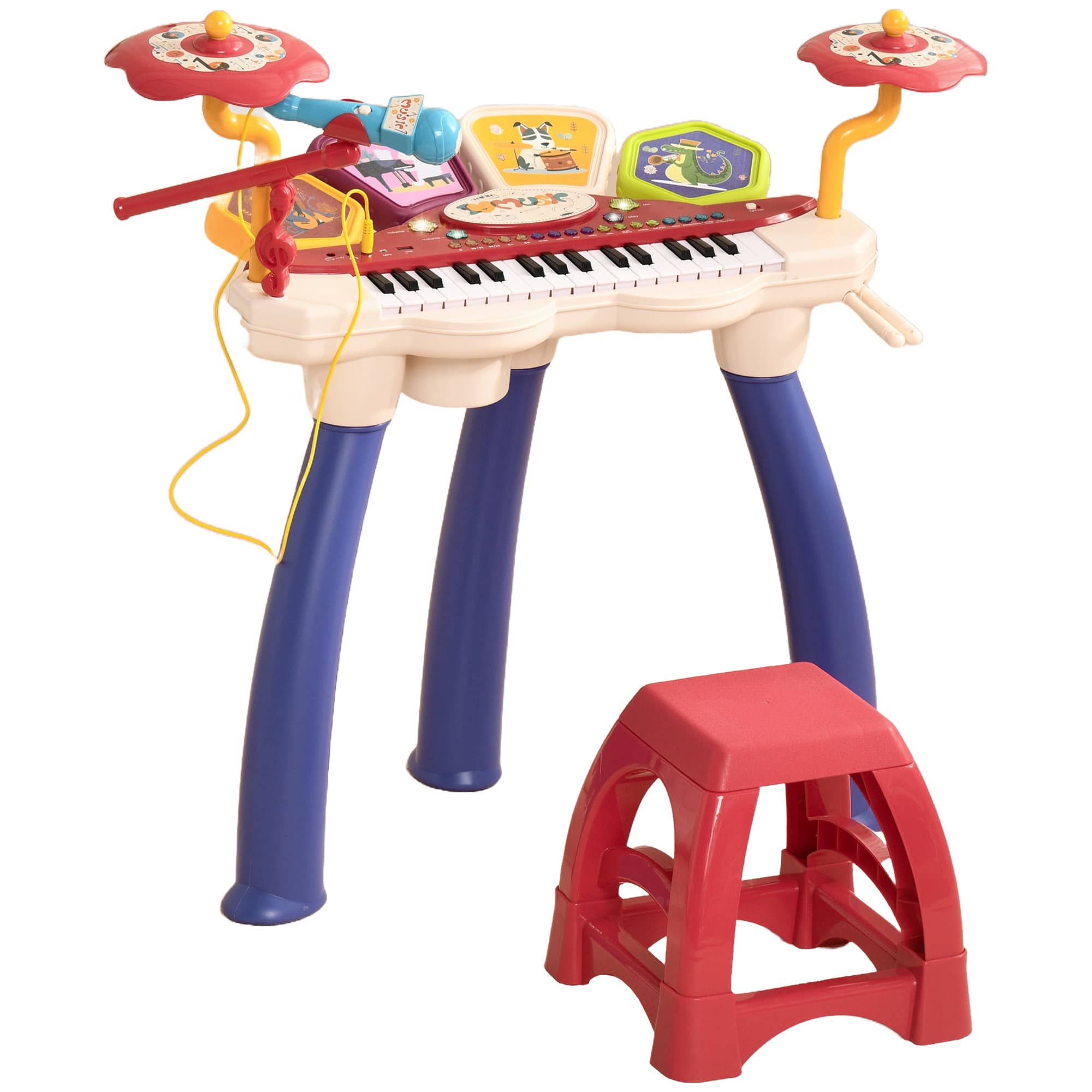 AIYAPLAY Ensemble de musique 2 en 1 pour enfant piano et batterie électronique avec micro et tabouret