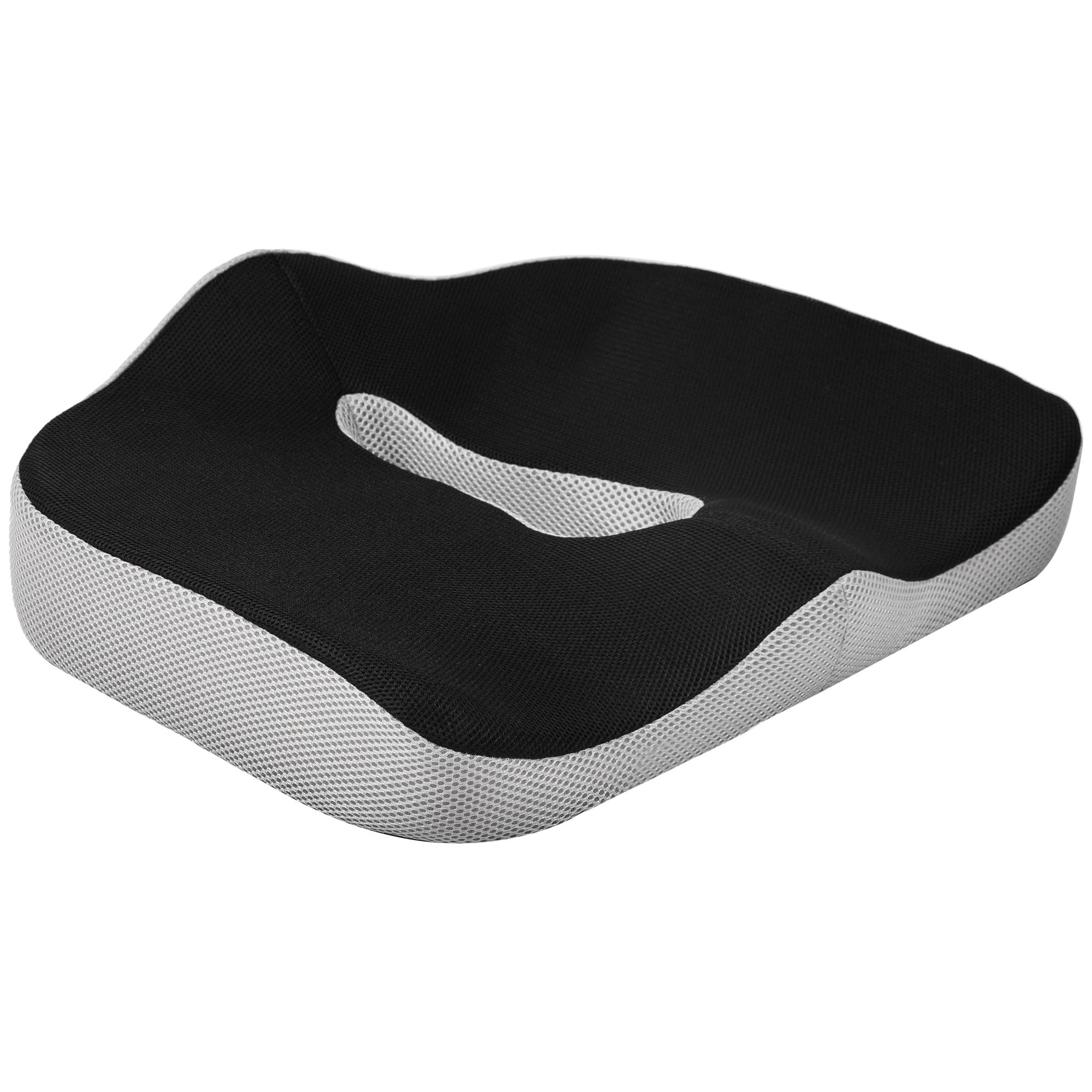HOMCOM Coussin chaise bureau en mousse à mémoire - coussin coccyx ergonomique avec fond antidérapant et housse en maille