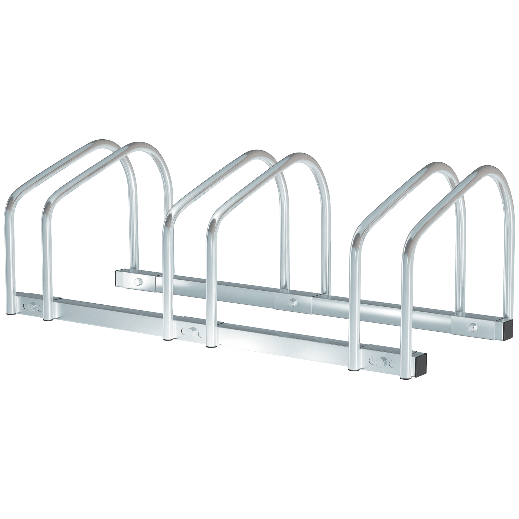 HOMCOM Râtelier pour 3 Vélos Fixation au Sol 71 X 33 X 27cm Acier Galvanisé Argent