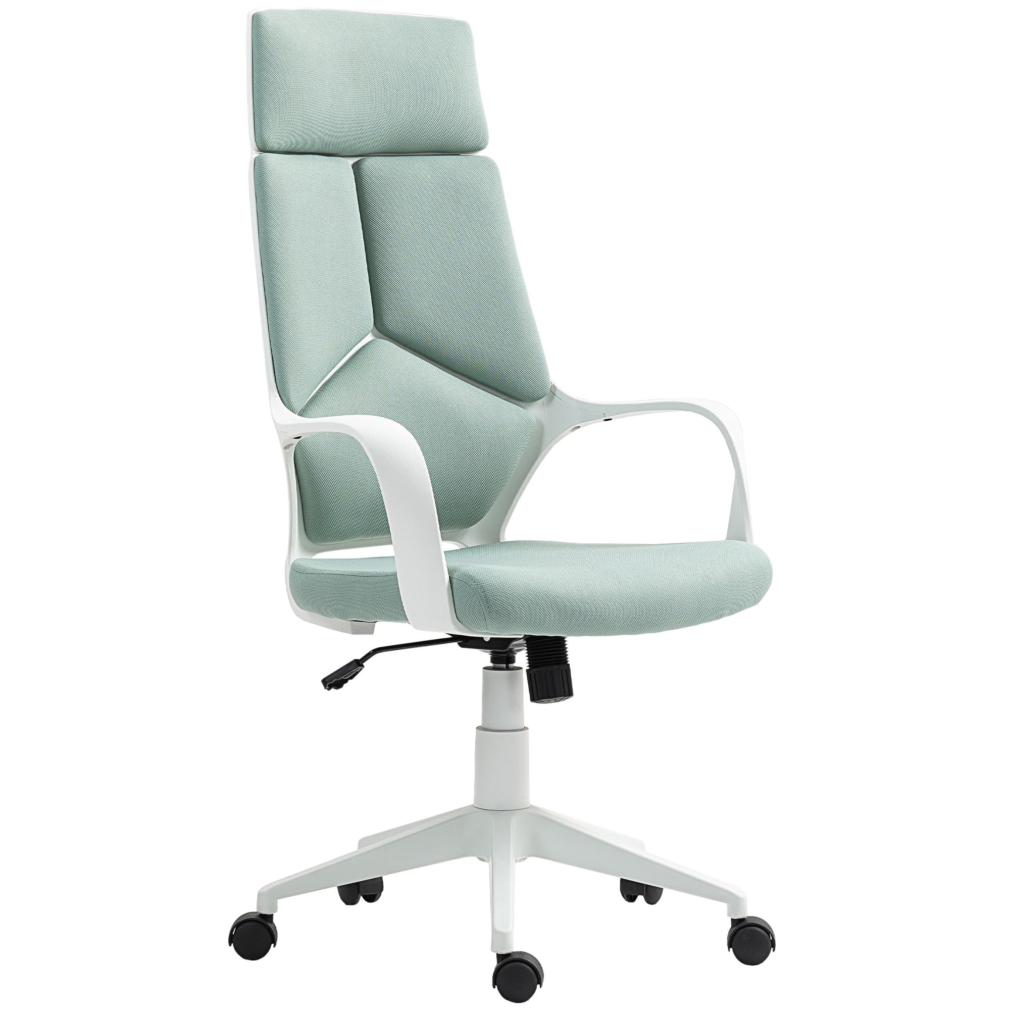 HOMCOM Chaise de Bureau en Tissu avec Fonction Balancier, Hauteur Réglable et Siège Pivotant, 63x63x117-127 cm, Vert