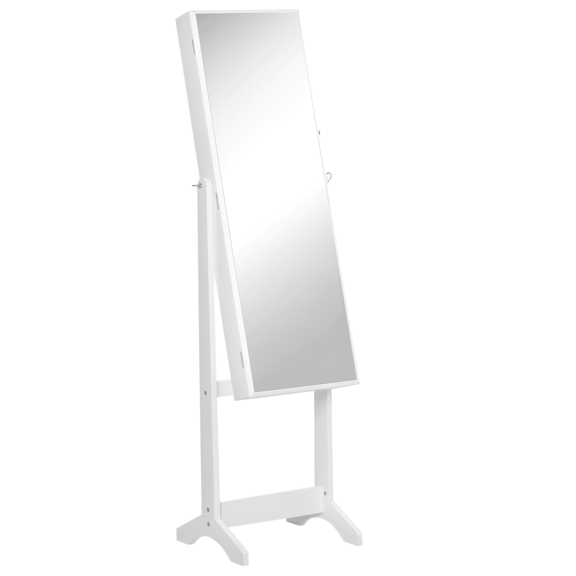 Outsunny Armoire Bijouterie Miroir Multifonction Porte Verrouillable Angle Ajustable Blanc Élégant Aosom France