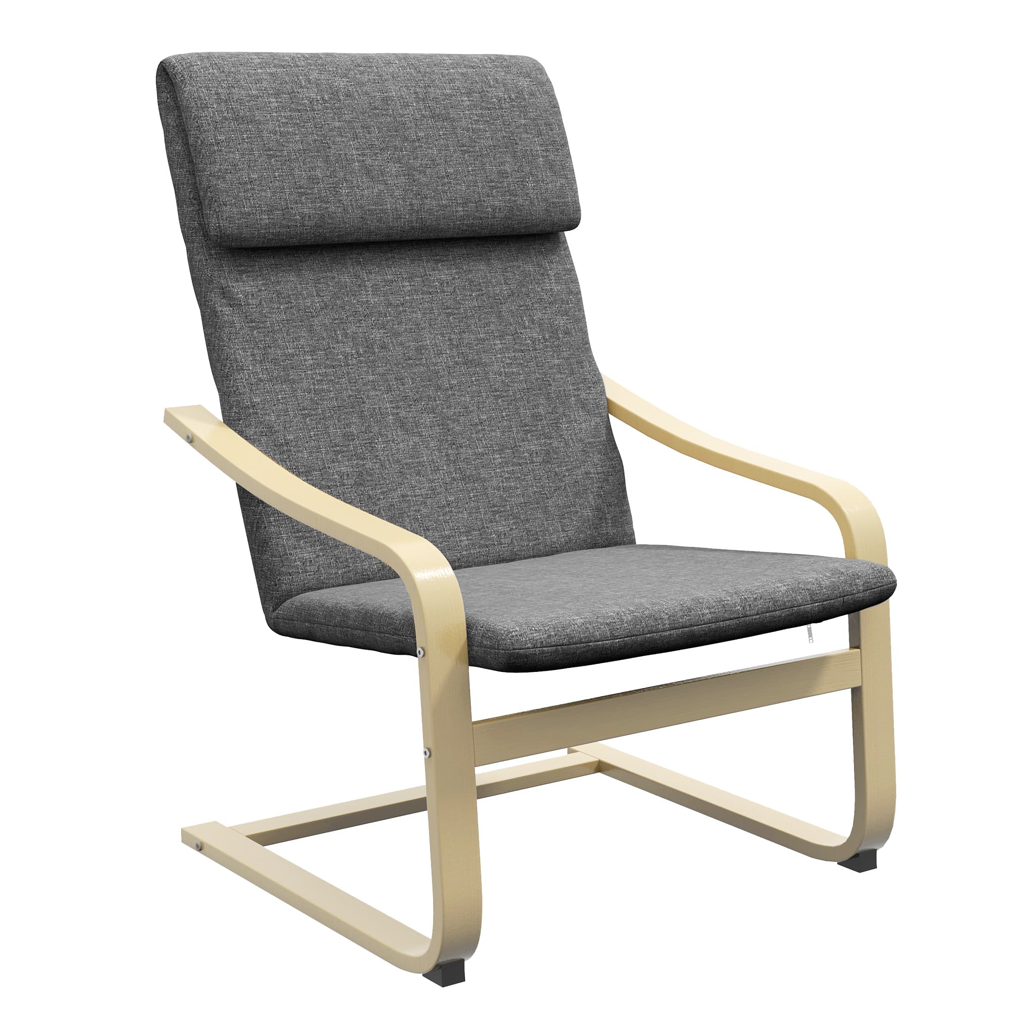 HOMCOM Fauteuil de salon, fauteuil chambre avec accoudoirs incurvés, coussin, tissu aspect lin, 65 x 79 x 98 cm, gris