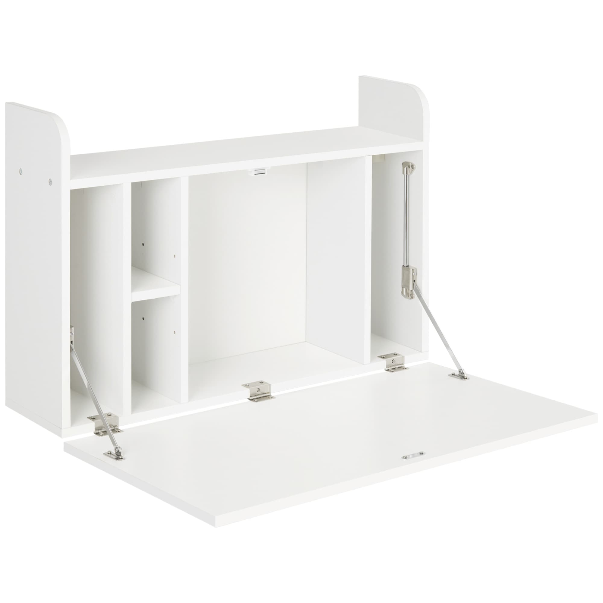 HOMCOM Bureau suspendu table murale table d'ordinateur murale et tablette rabattable avec rangements - 77 x 20 x 41 cm