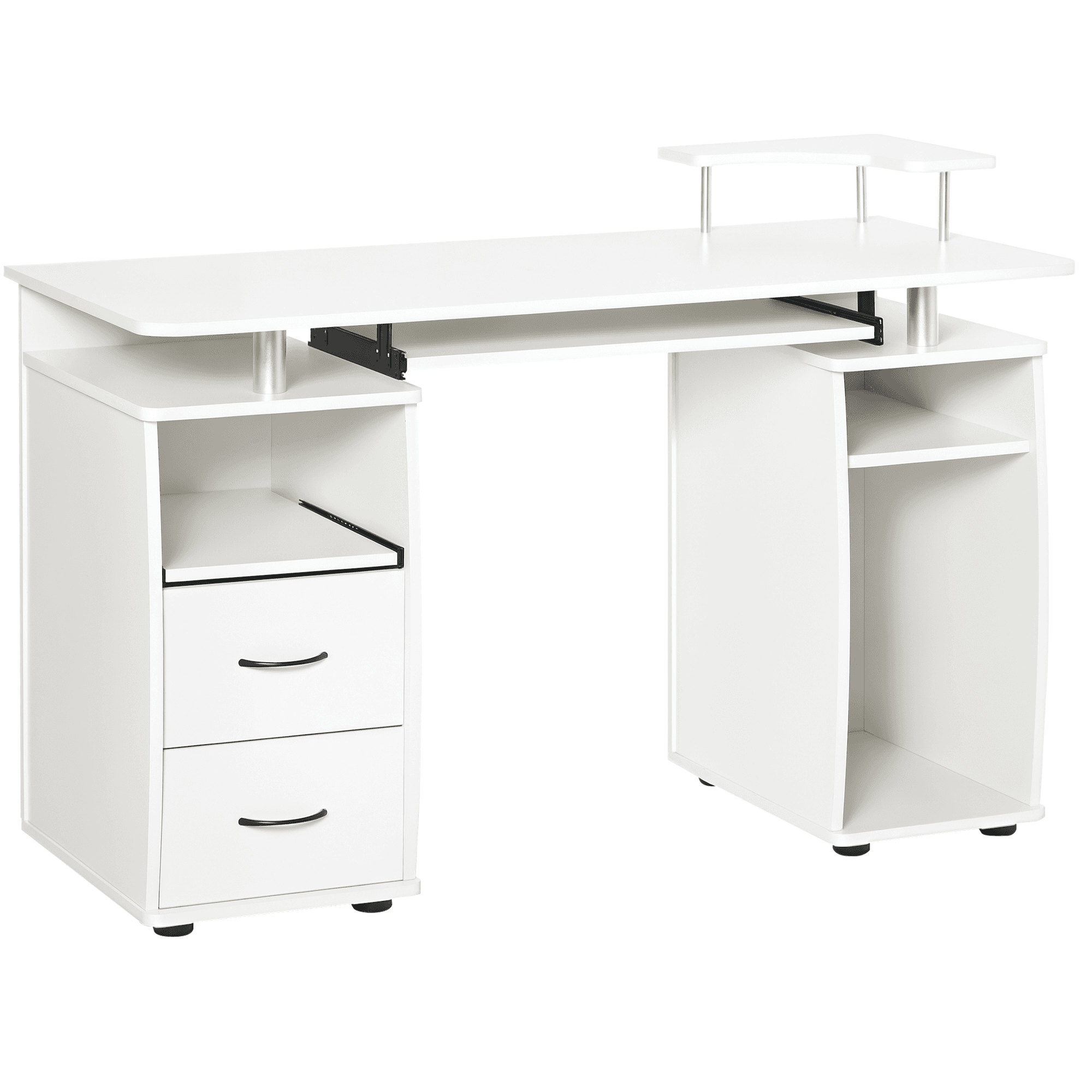 HOMCOM Bureau informatique multimédia multi-rangements 120L x 55l x 85H cm en bois blanc