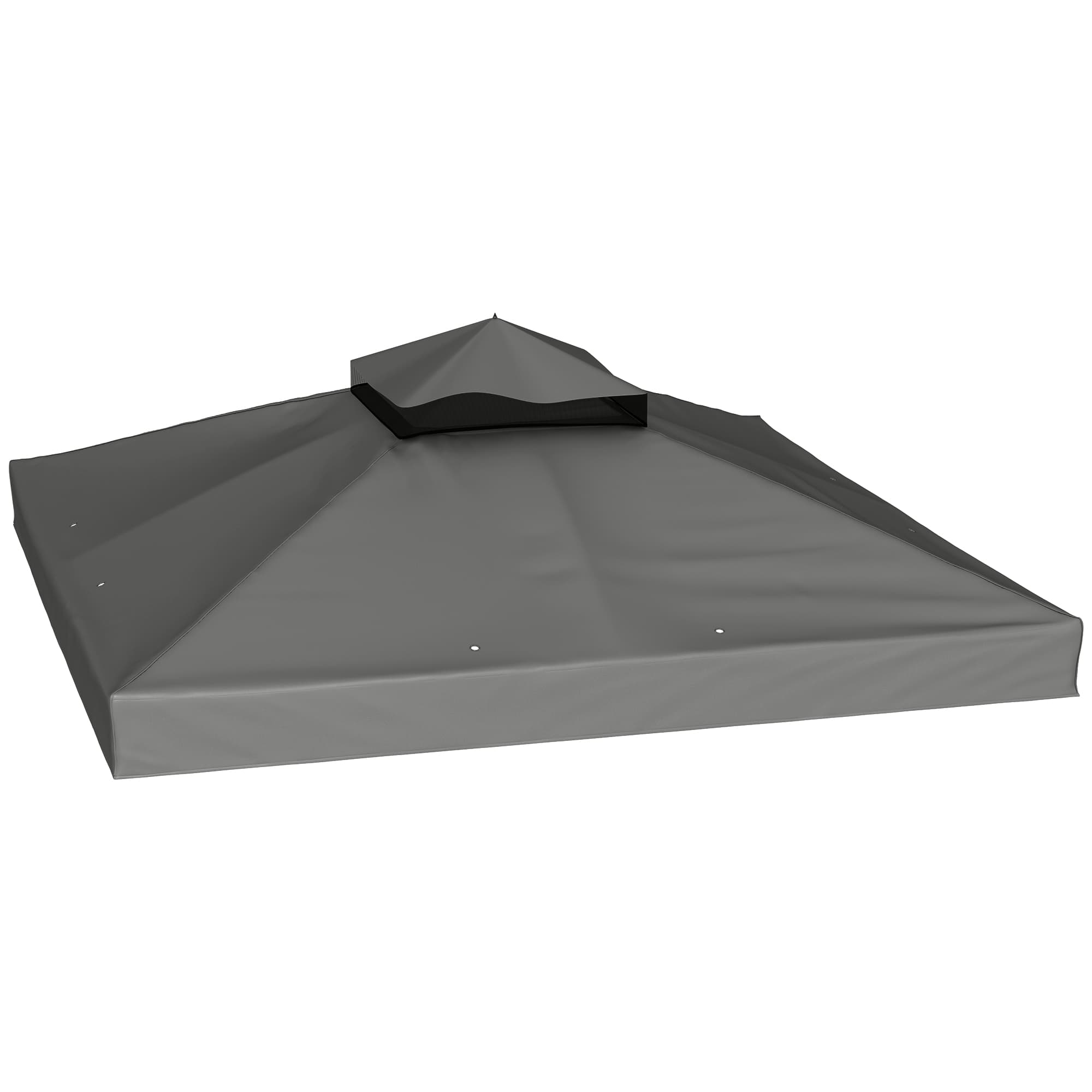 Outsunny Toile pour tonnelle 3 x 3 m toile de rechange pour tonnelle à 2 niveaux protection UPF30+ trous de drainage gris foncé