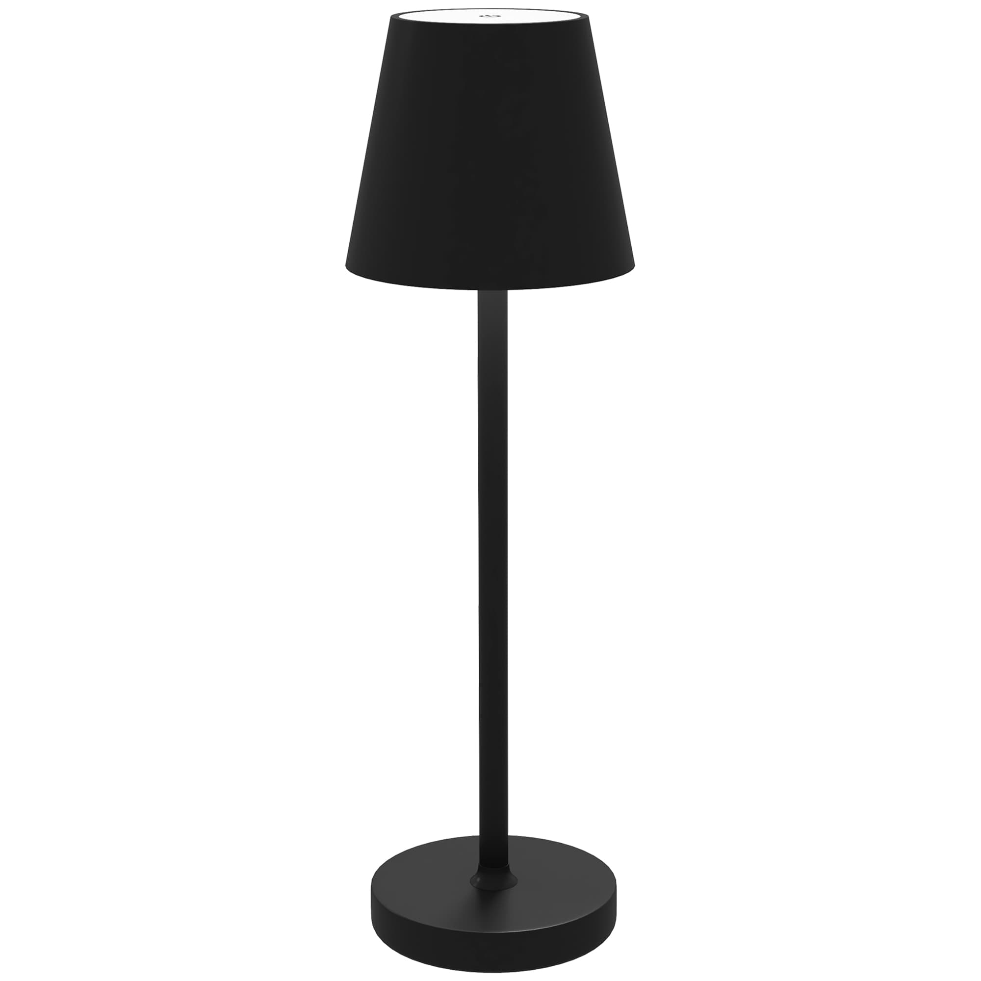 HOMCOM Lampe de Chevet Inalámbrica avec Lumières LED Lampe de Table USB-C Rechargeable 3 Couleurs Ø11,2x36,5 cm Noir