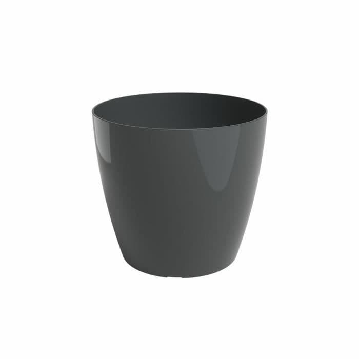 Pot de fleur SAN REMO - Plastique - Anthracite brillant - Rond - 36 x 36 x 33,5 cm - ARTEVASI
