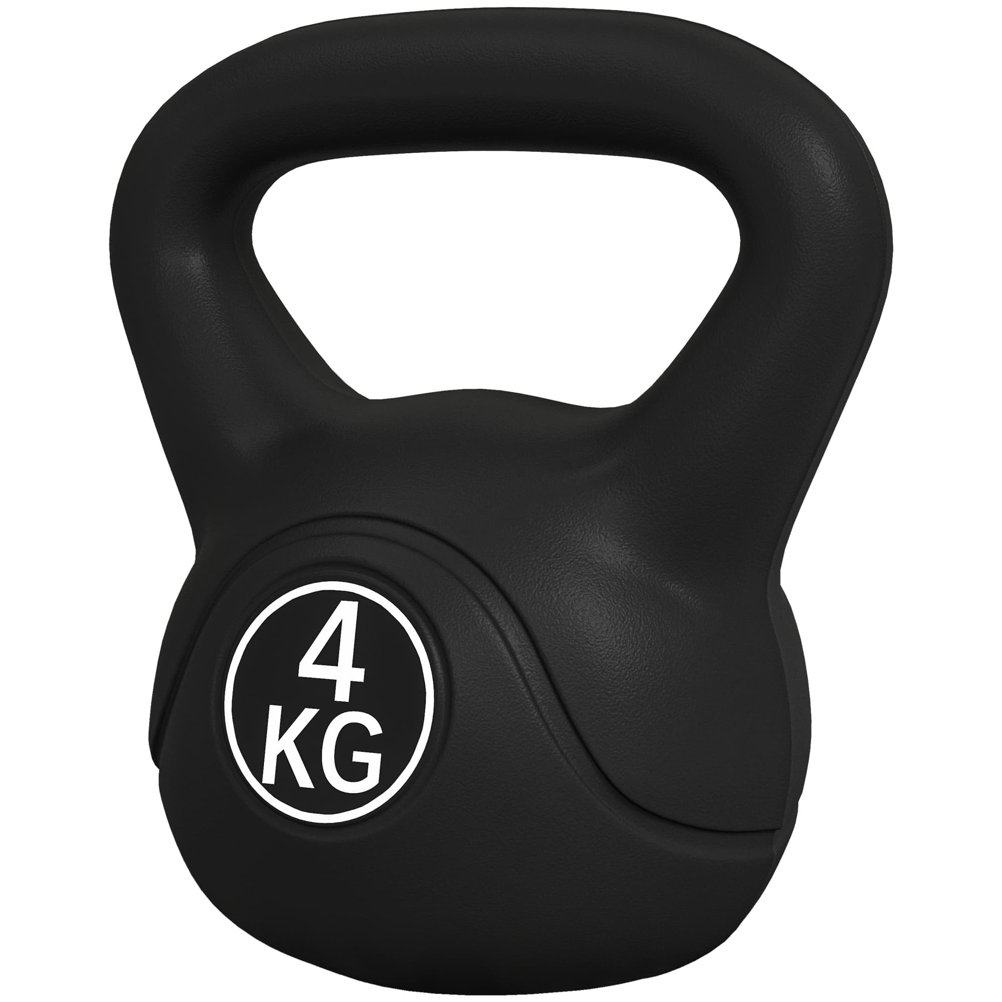 HOMCOM Poids Russe de 4 kg Kettlebell Remplissage de Sable avec Poignée Large et Base Plate pour Entraînement 18x12x20 cm Noir