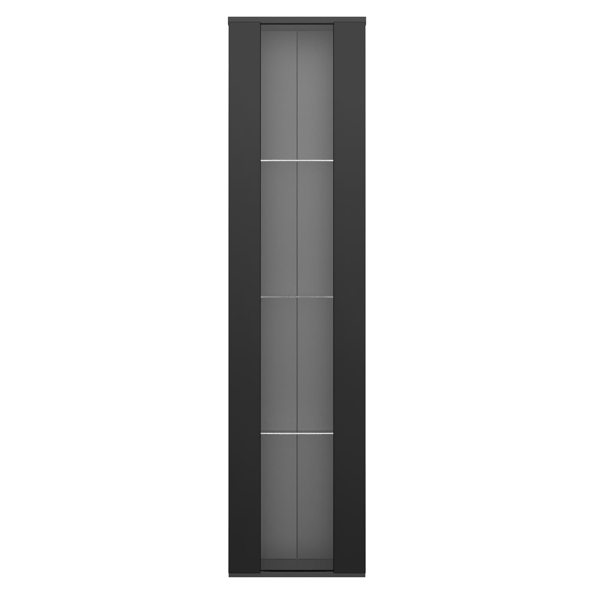Vitrine multifonctionnelle avec cloison en verre, éclairage LED à changement de couleur, 40x29x170 cm, Noir