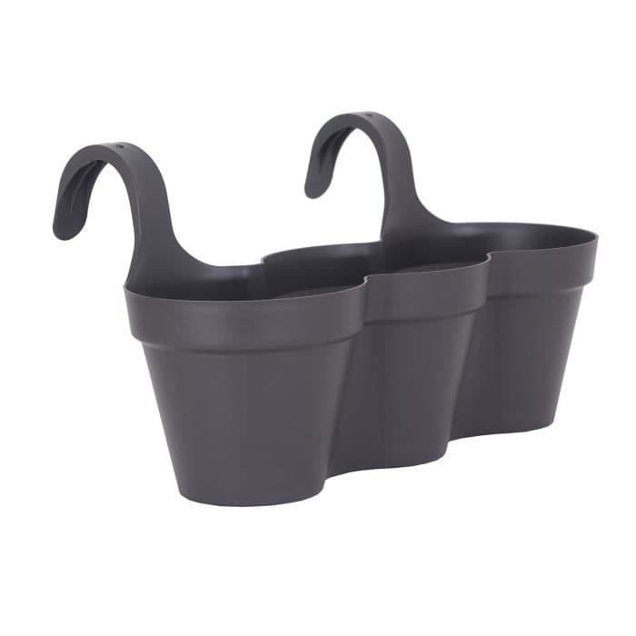 Pot de fleur balcon CAPRI - Plastique - Gris anthracite - Rond - 30,5 x 54 x H 28 cm - ARTEVASI