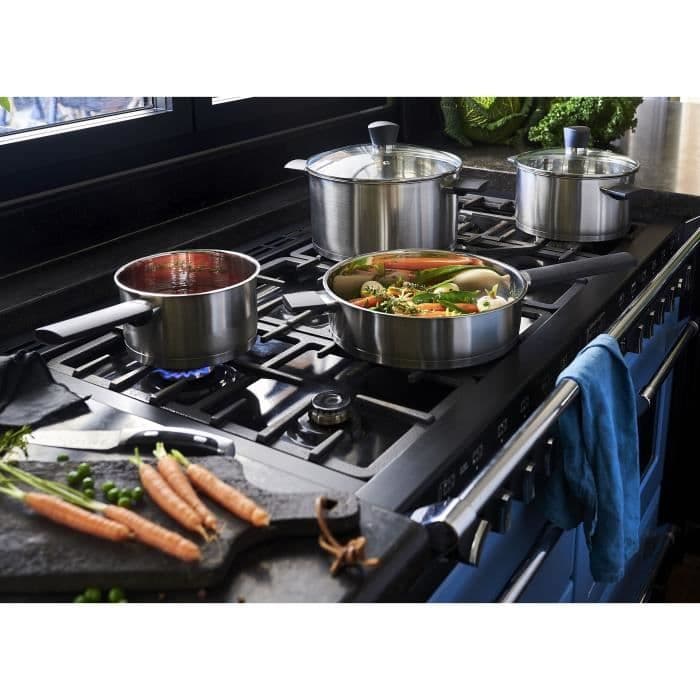 Batterie de cuisine - BAUMALU - Standard - Acier inoxydable - 6 pieces - Tous feux dont induction, gris