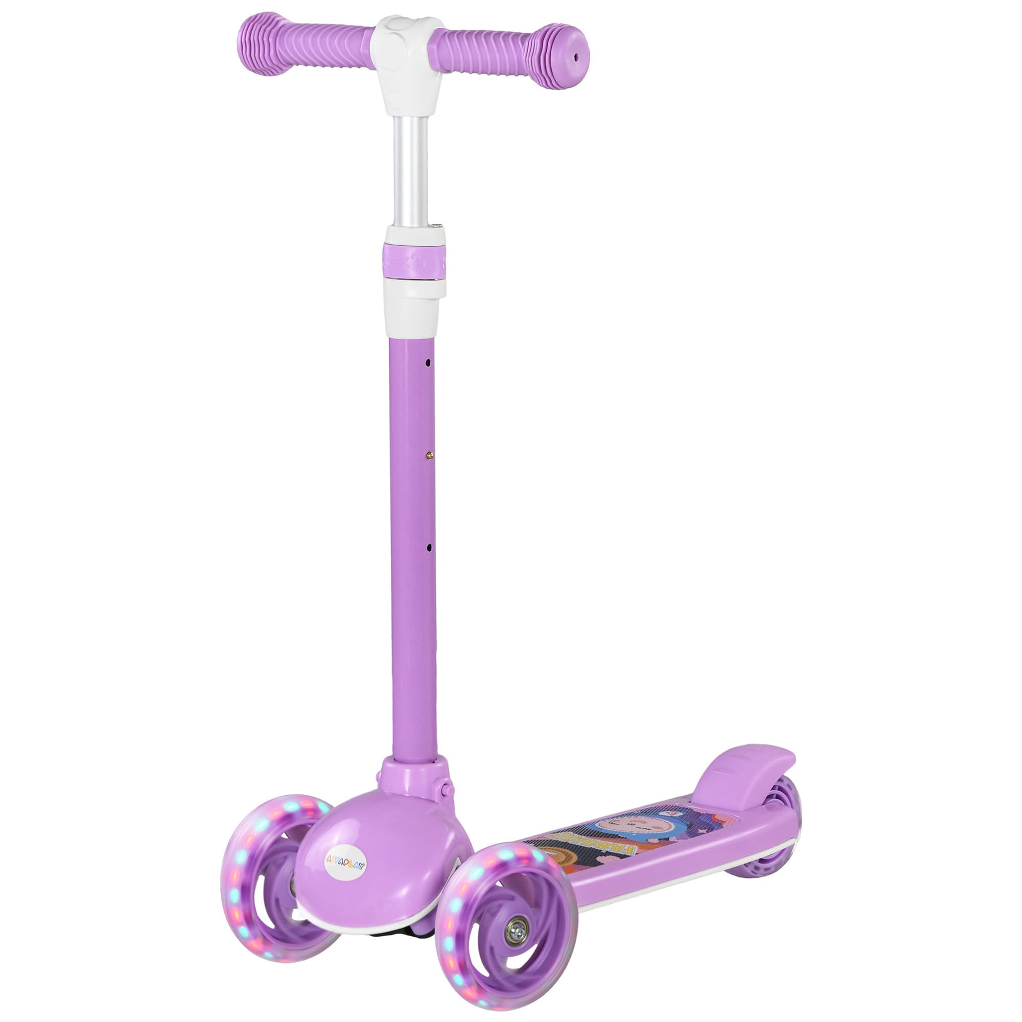 AIYAPLAY — Trottinette enfant LED, conduite douce, guidon réglable, violet