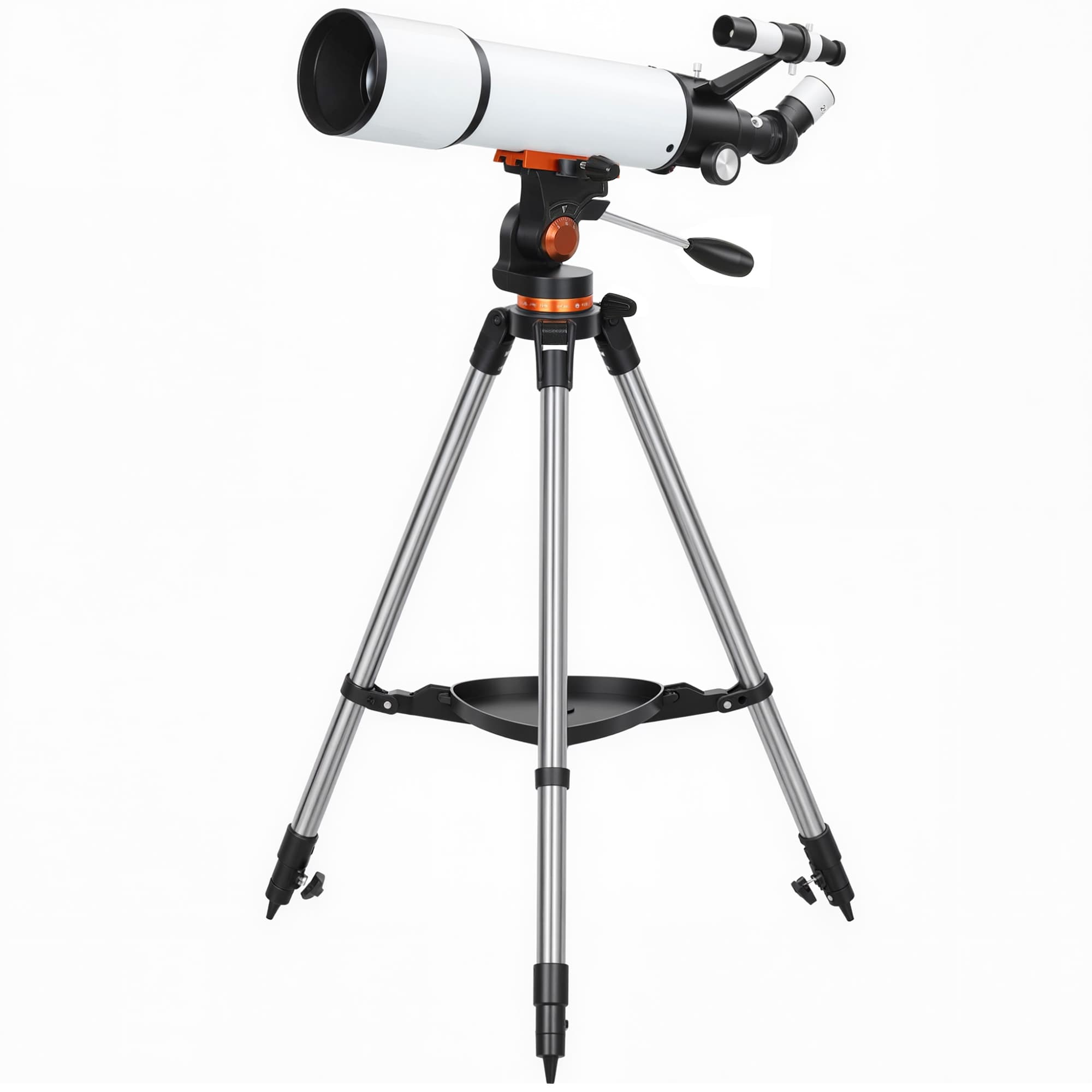 Outsunny Télescope Astronomique 80 mm avec Monture EQ, 2 oculaires et adaptateur smartphone, 92x92x130 cm, Blanc et Noir