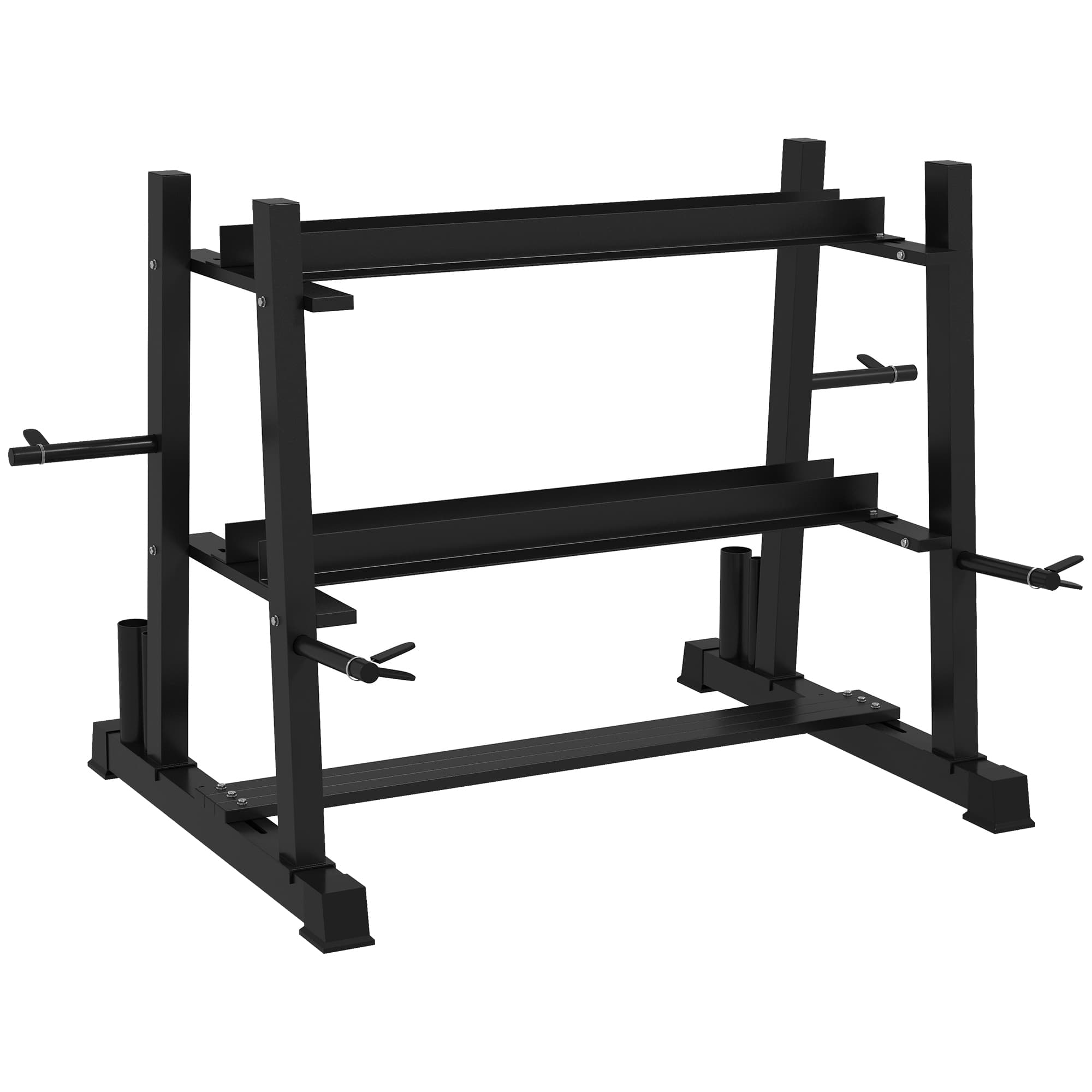 SPORTNOW Support d'haltères multifonction rack de rangement pour haltères, kettlebells, plaques de poids et barres d'haltères