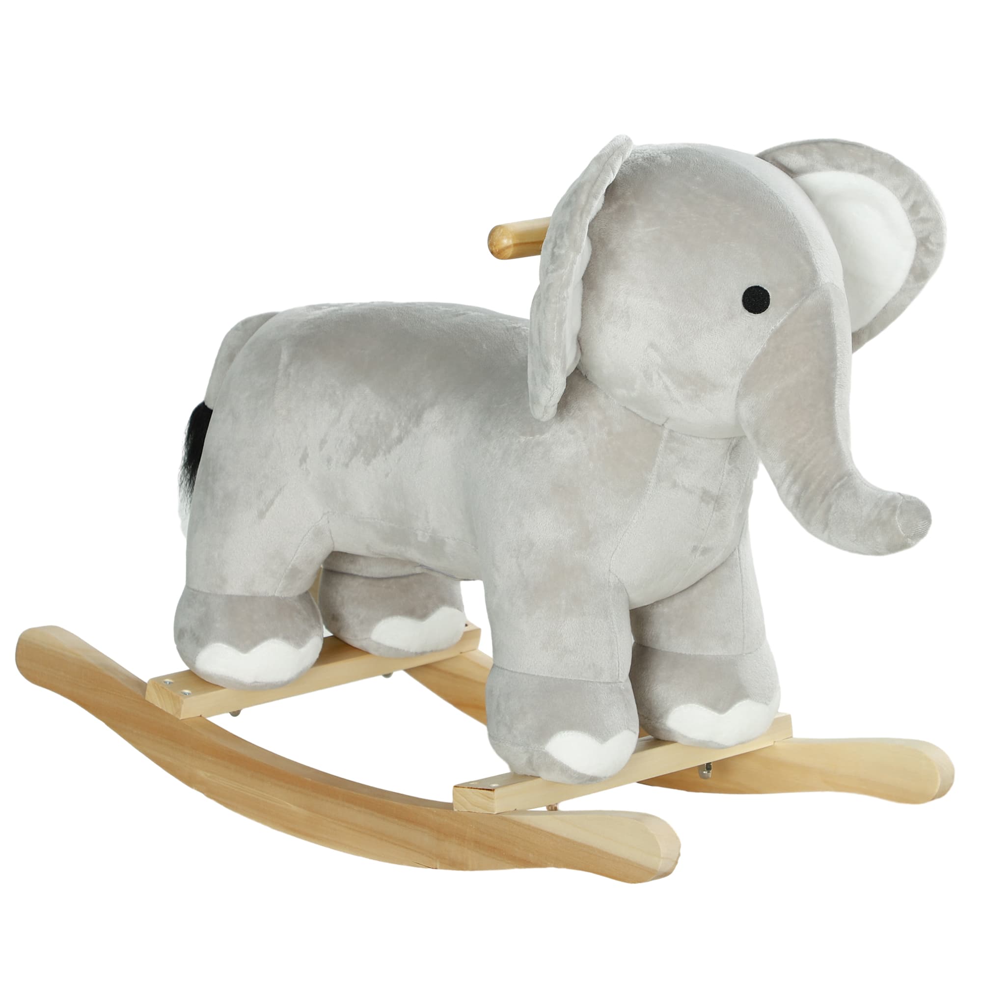 AIYAPLAY Cheval à bascule pour enfant, jouet à bascule en peluche, en forme d'éléphant, à effets sonores, avec poignées, gris