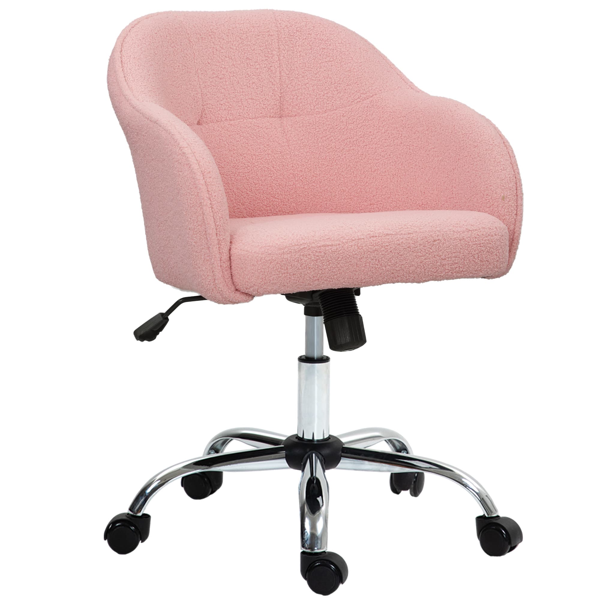 HOMCOM Chaise de bureau, fauteuil de bureau ergonomique, hauteur réglable, assise et dossier rembourrés, rose