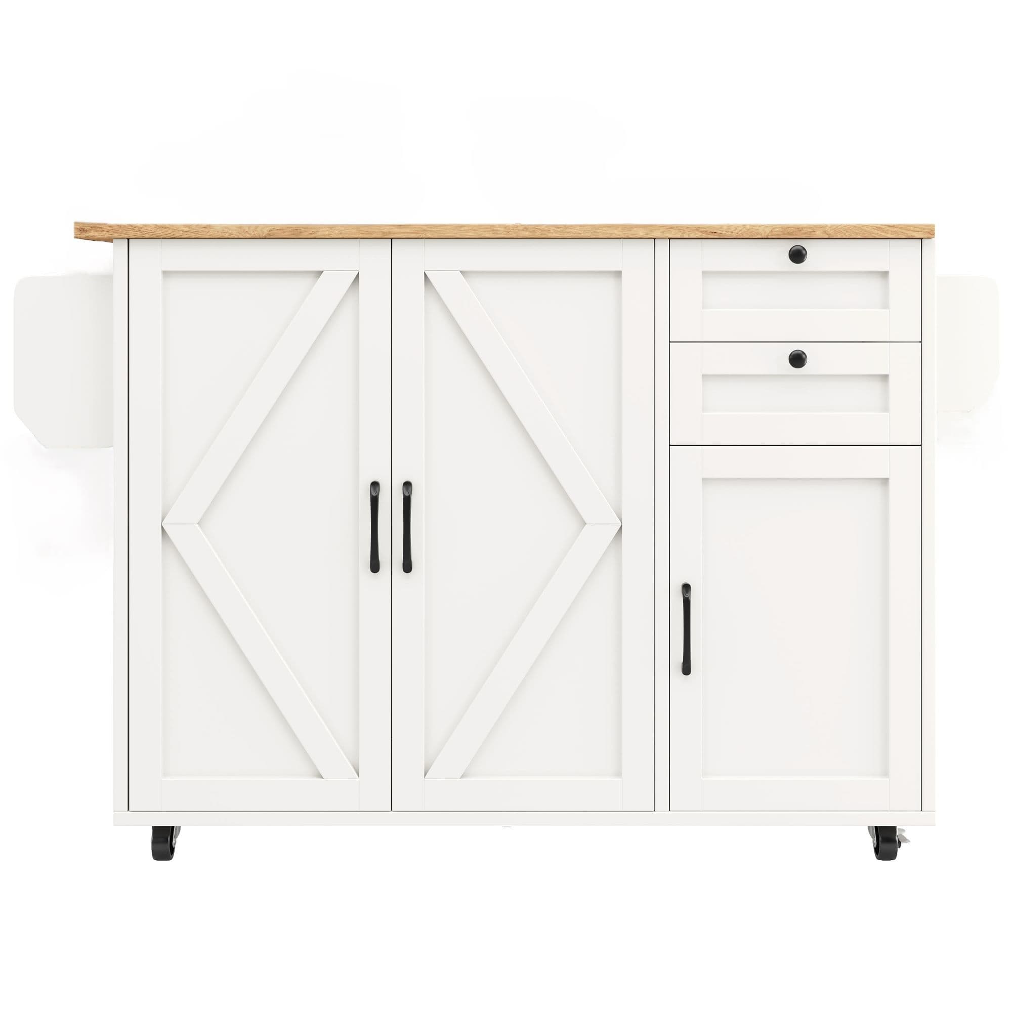 Îlot de cuisine, avec plateau réglable et rangement, 120x43,2/71,2x92 cm, Blanc