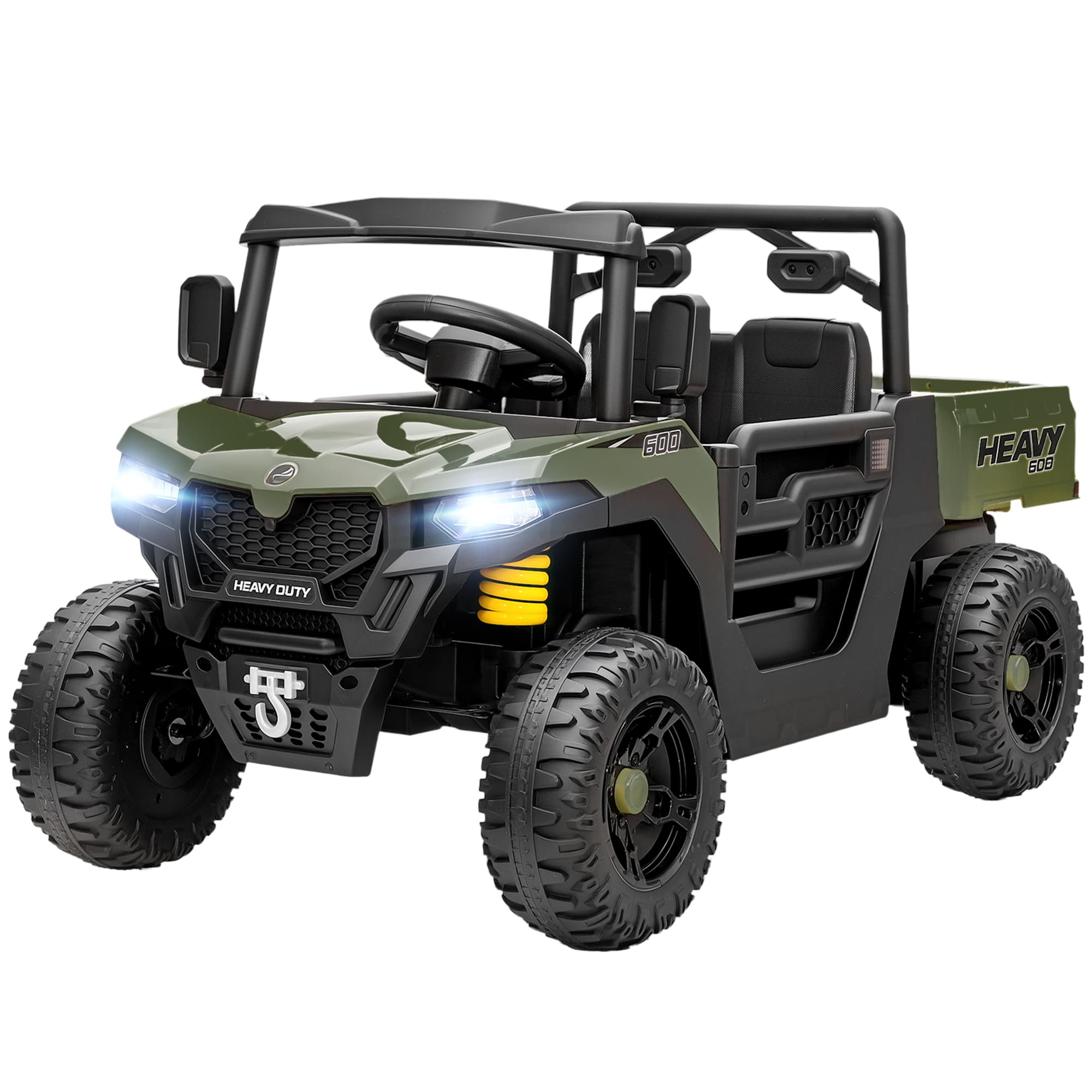 AIYAPLAY Voiture Électrique Enfants 12V avec Télécommande, Suspensions, Coffre et Musique, Âge 3-8 Ans, Vert
