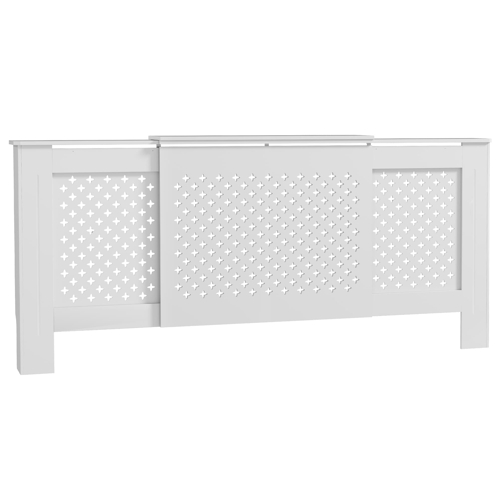 HOMCOM Cache-radiateur réglable Design Contemporain Longueur Extensible 136-200 x 21,5 x 91,7 cm Blanc